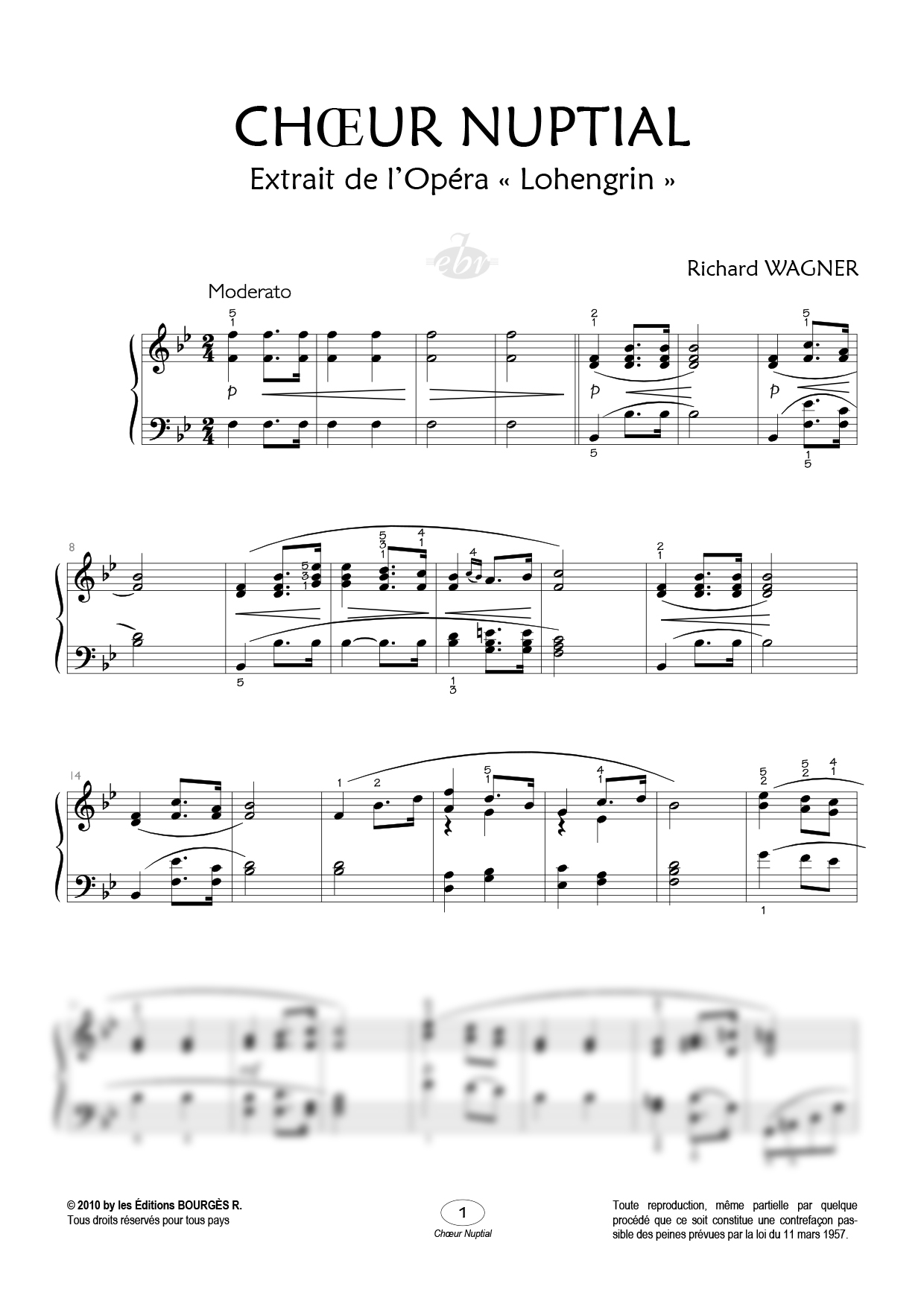 Partition piano Choeur Nuptial de Editions Bourgès R.