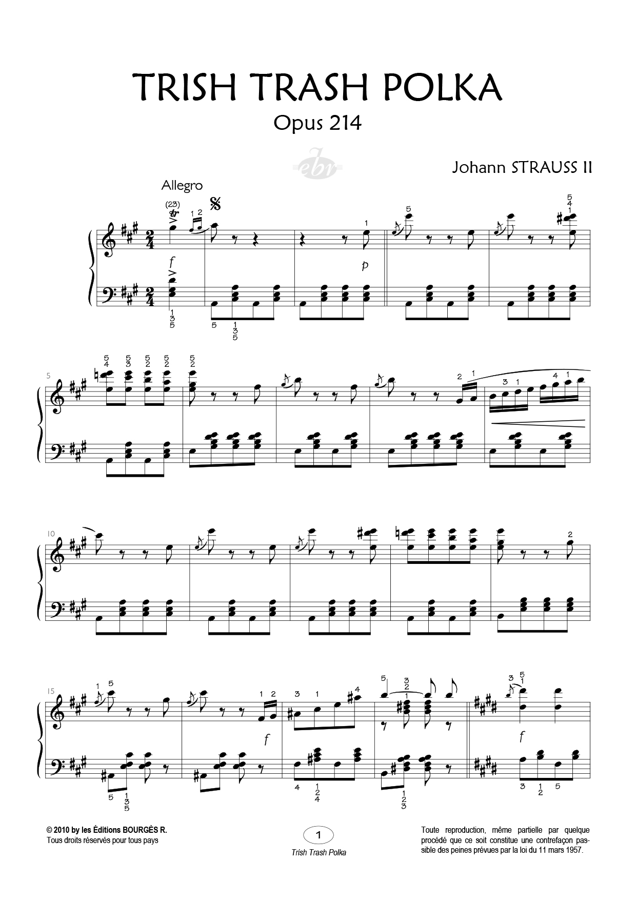 Trish Trash Polka Piano Sheet Music from Editions Bourgès R.