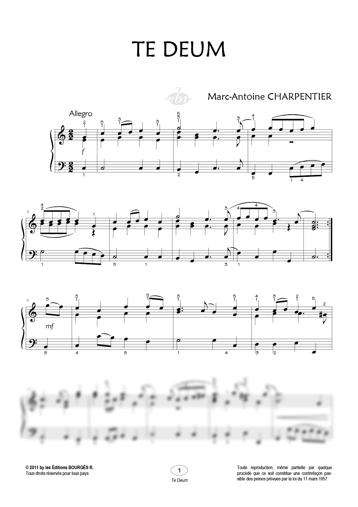Te Deum Piano Sheet Music from Editions Bourgès R.
