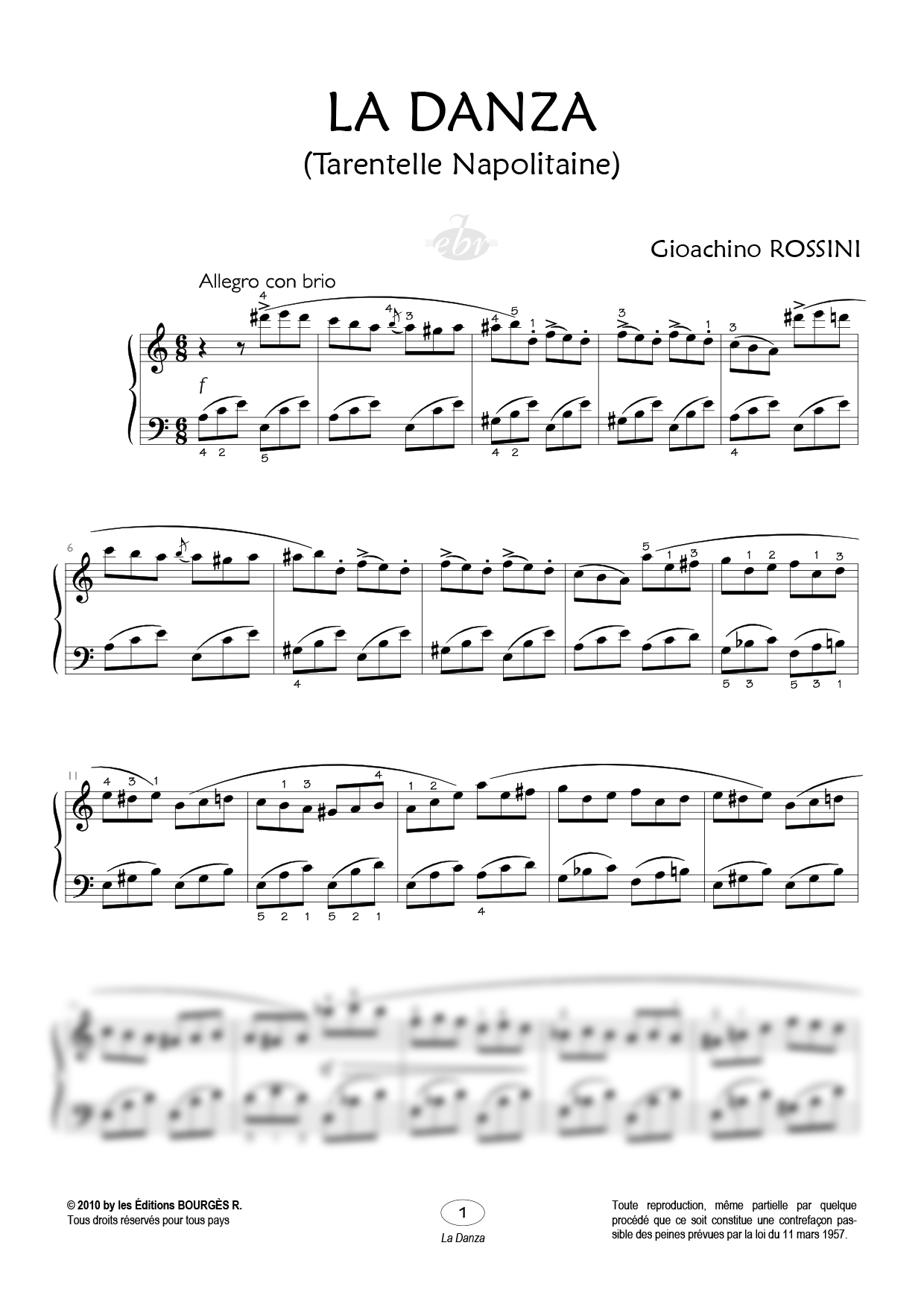 Partition piano La Danza de Editions Bourgès R.