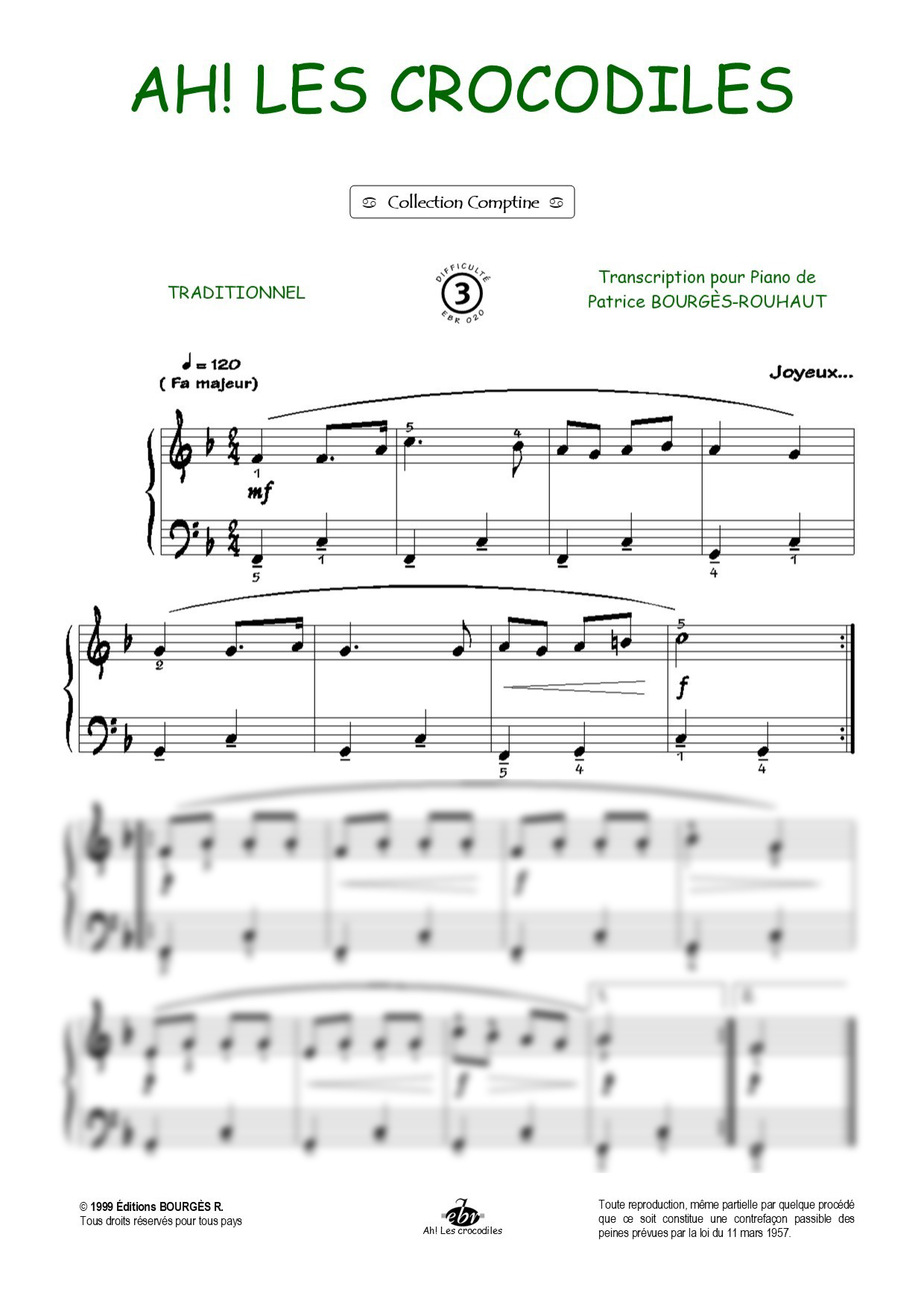 Partition piano Ah! Les Crocodiles de Editions Bourgès R.