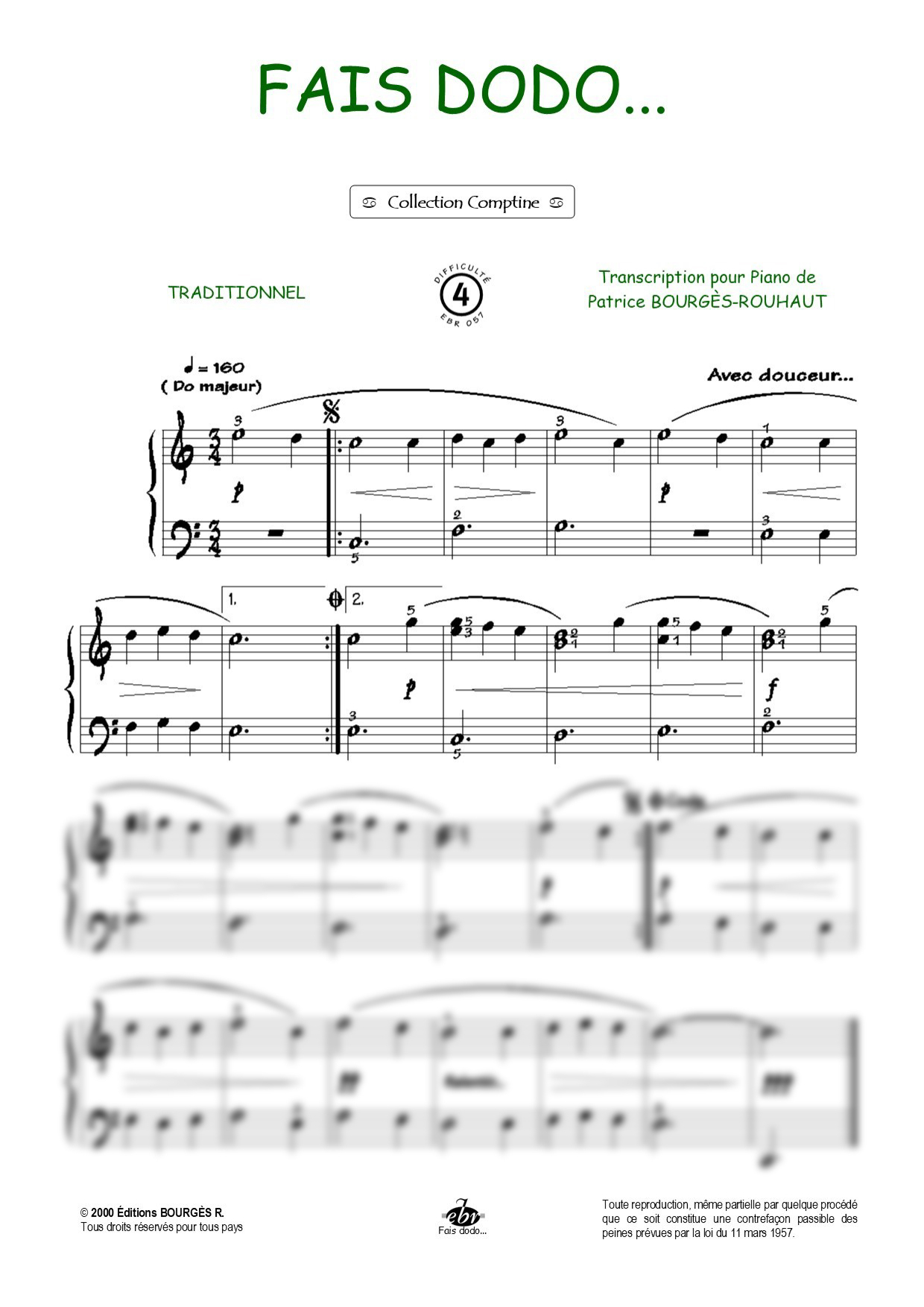 Partition piano Fais dodo... de Editions Bourgès R.