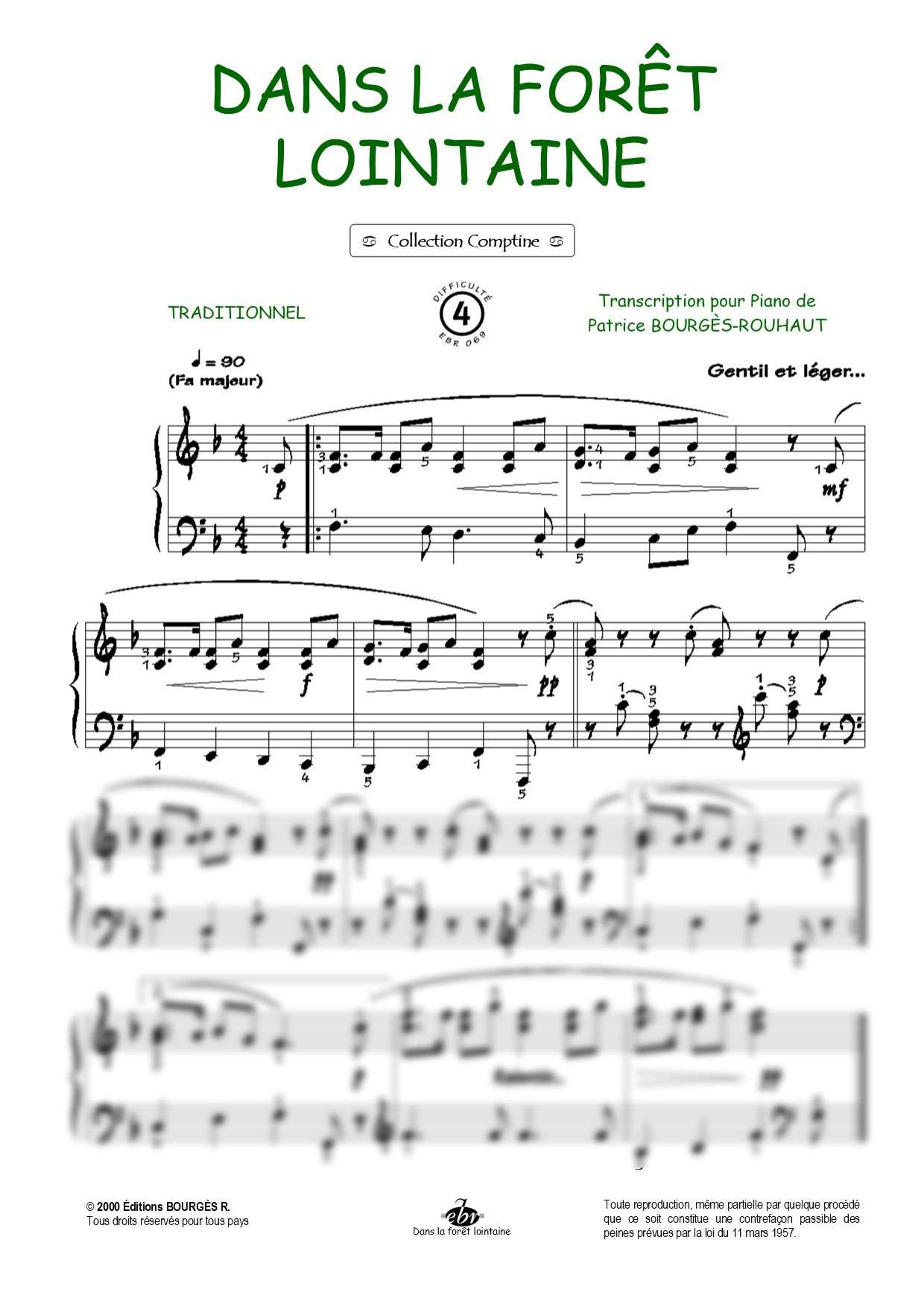 Dans la forêt lointaine Piano Sheet Music from Editions Bourgès R.