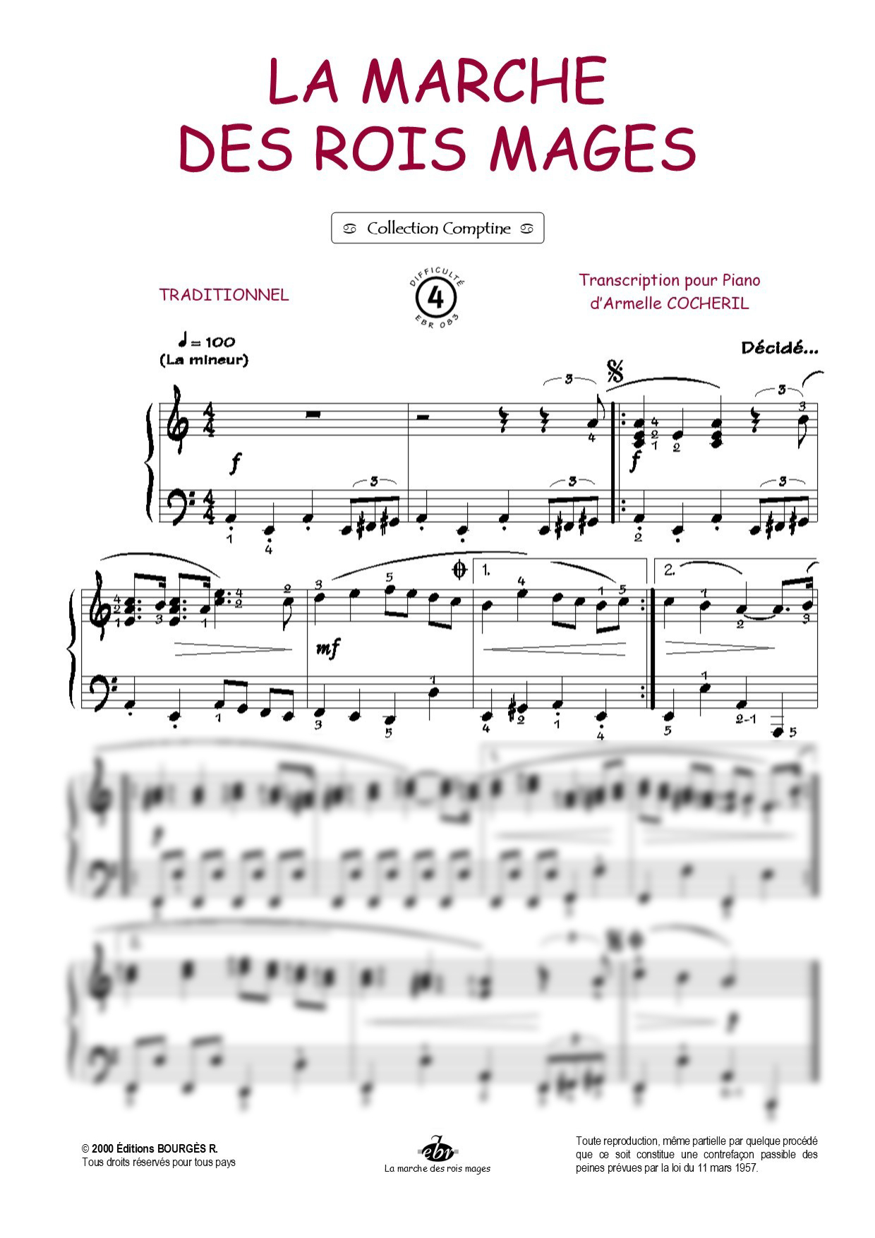 La marche des rois mages Piano Sheet Music from Editions Bourgès R.