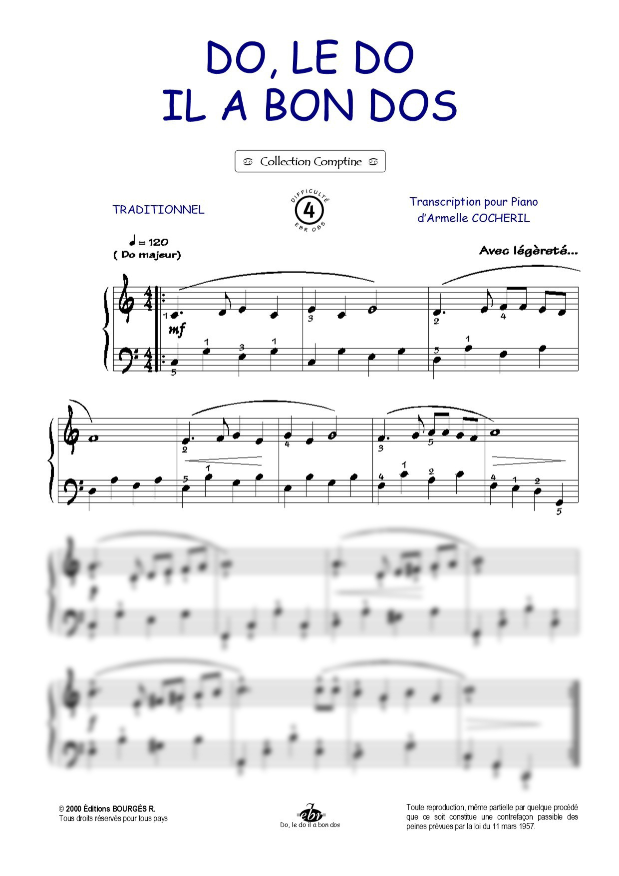 Partition piano Do, le do il a bon do de Editions Bourgès R.