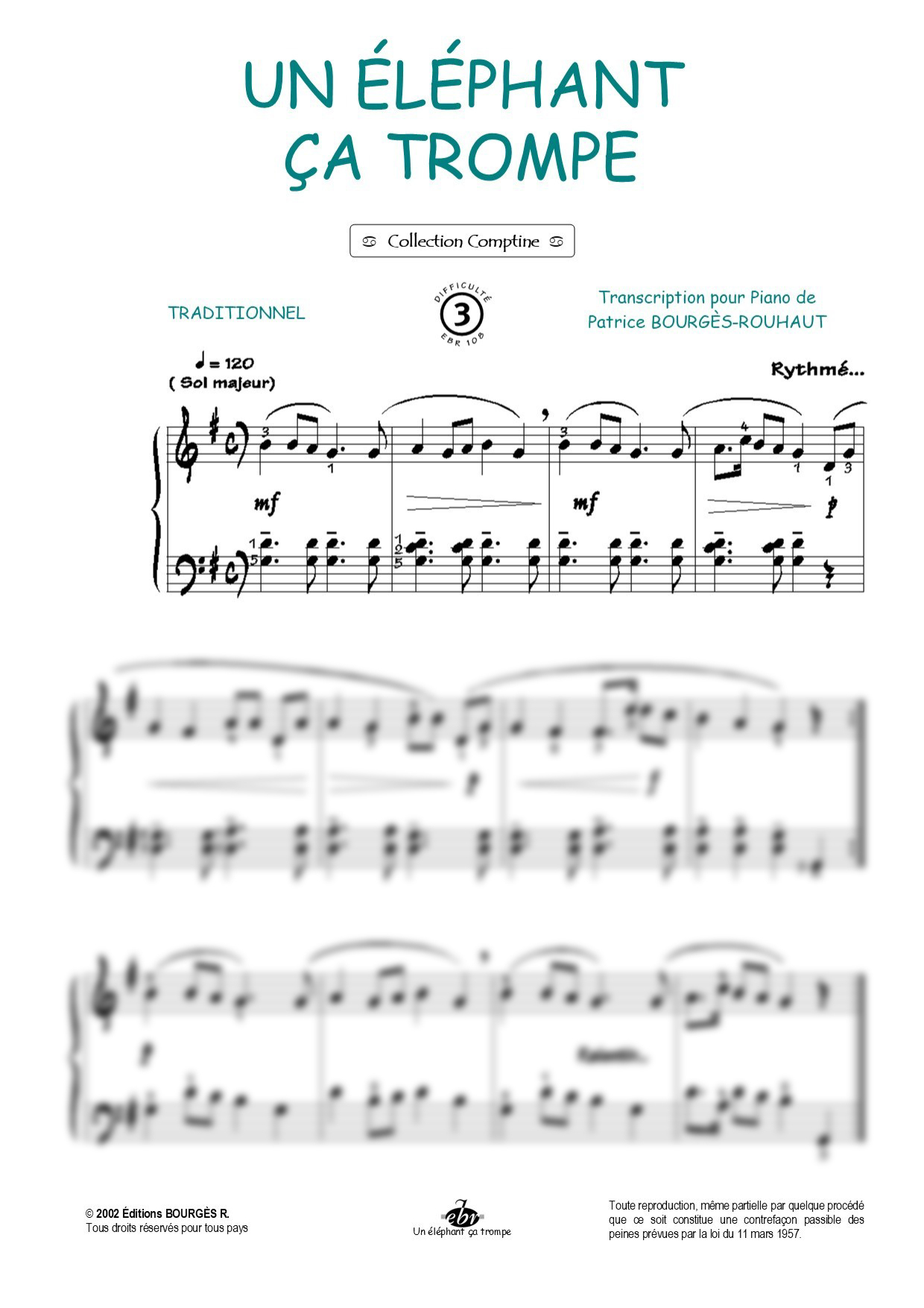 Un éléphant ça trompe Piano Sheet Music from Editions Bourgès R.