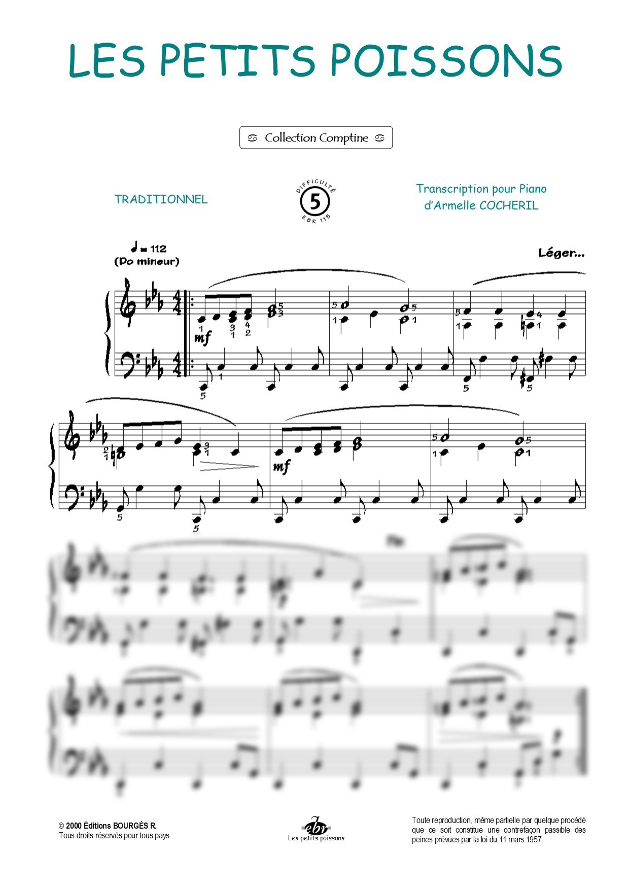 Partition piano Les petits poissons de Editions Bourgès R.