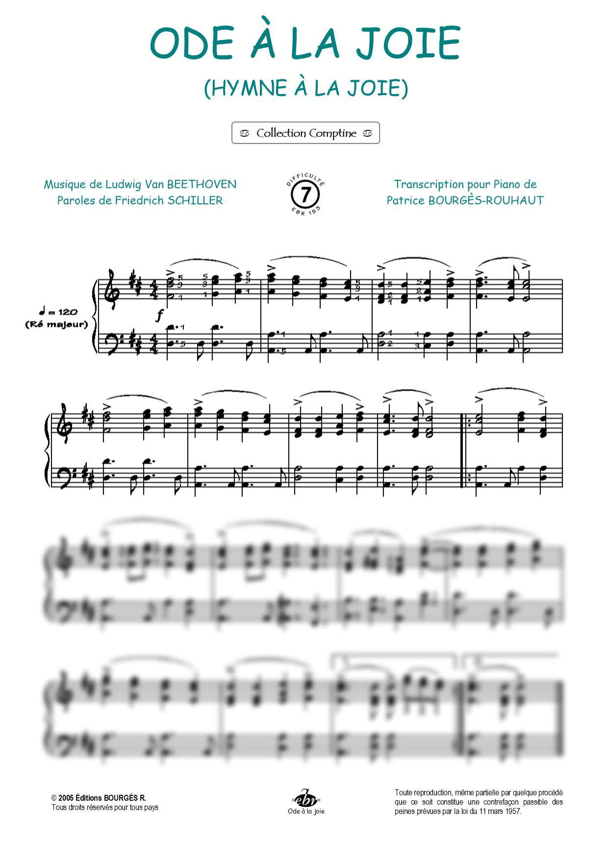 Ode à la joie Piano Sheet Music from Editions Bourgès R.