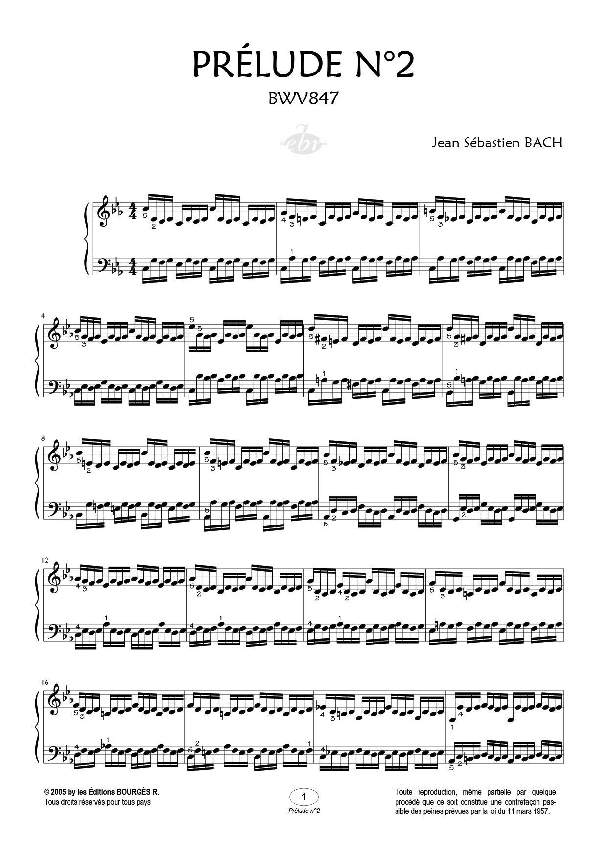 Partition piano Prélude N°2 de Editions Bourgès R.