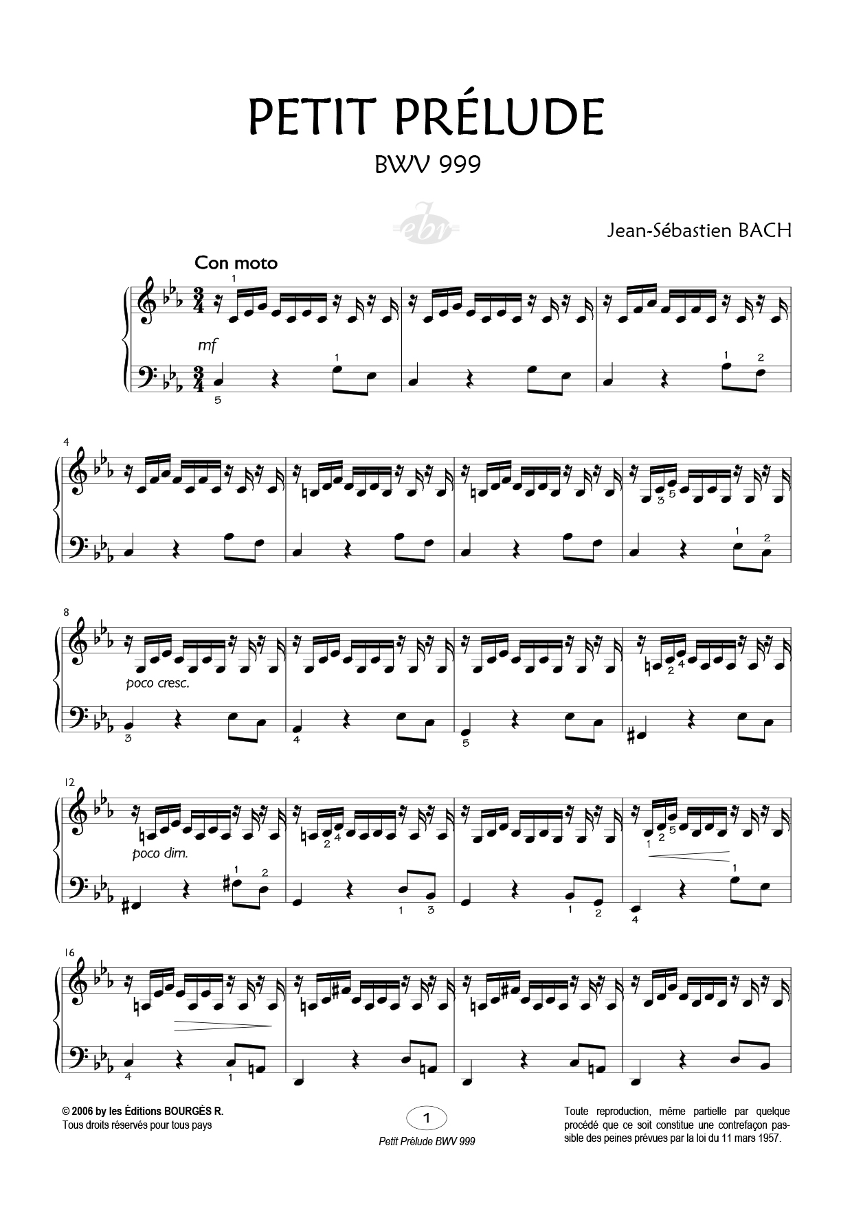 Partition piano Petit Prélude de Editions Bourgès R.