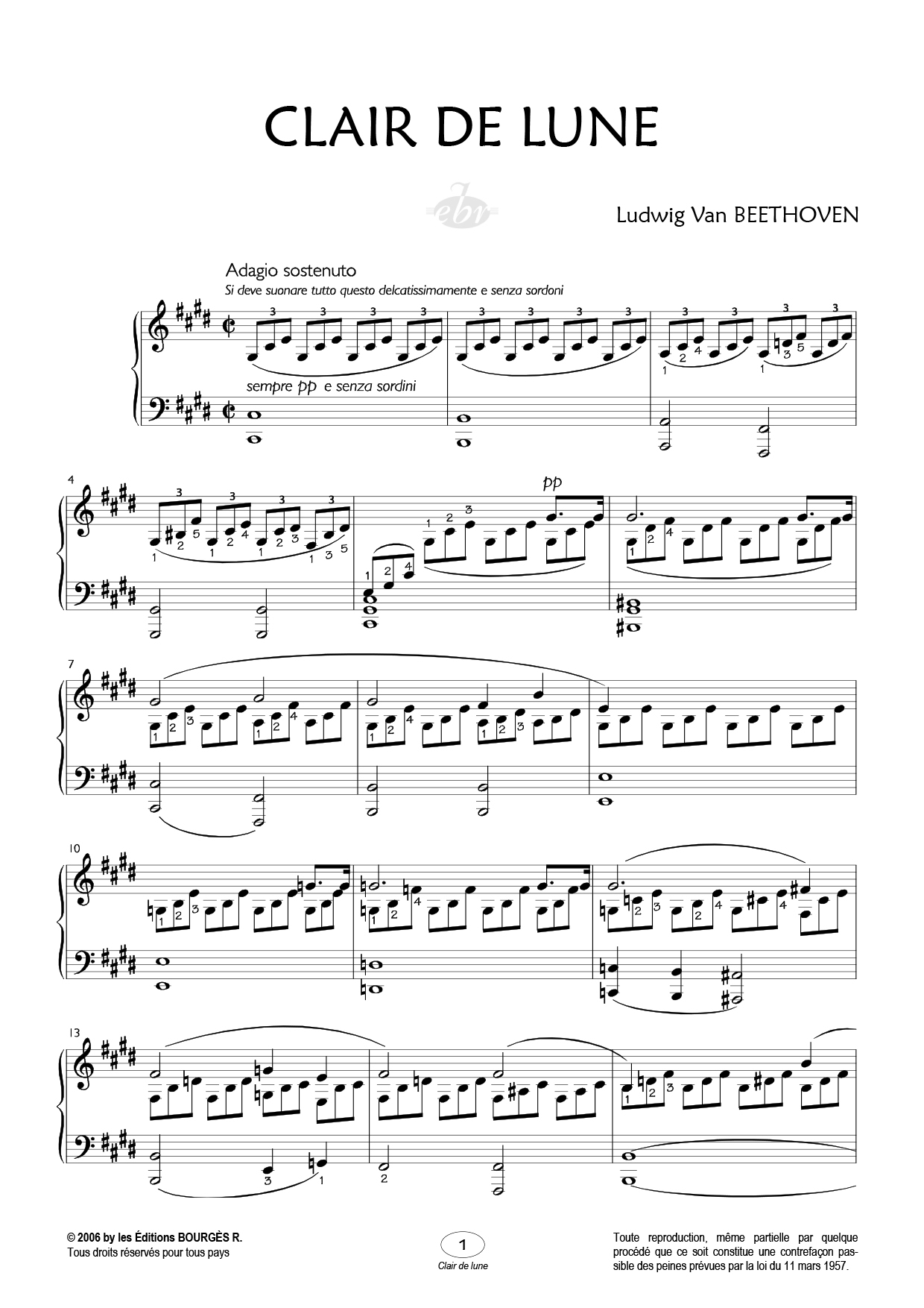 Partition piano Clair de Lune de Editions Bourgès R.