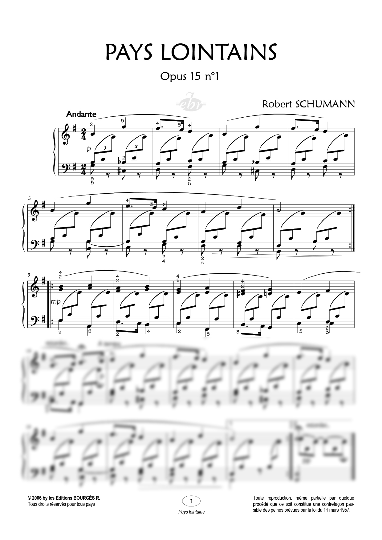 Partition piano 2 Scènes d'enfant de Editions Bourgès R.