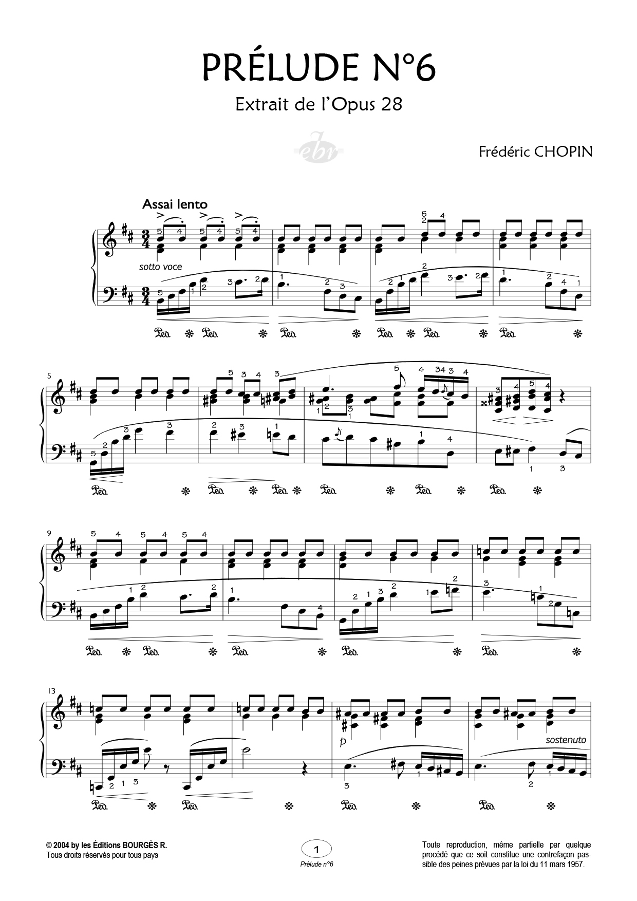 Partition piano Prélude N°6 de Editions Bourgès R.