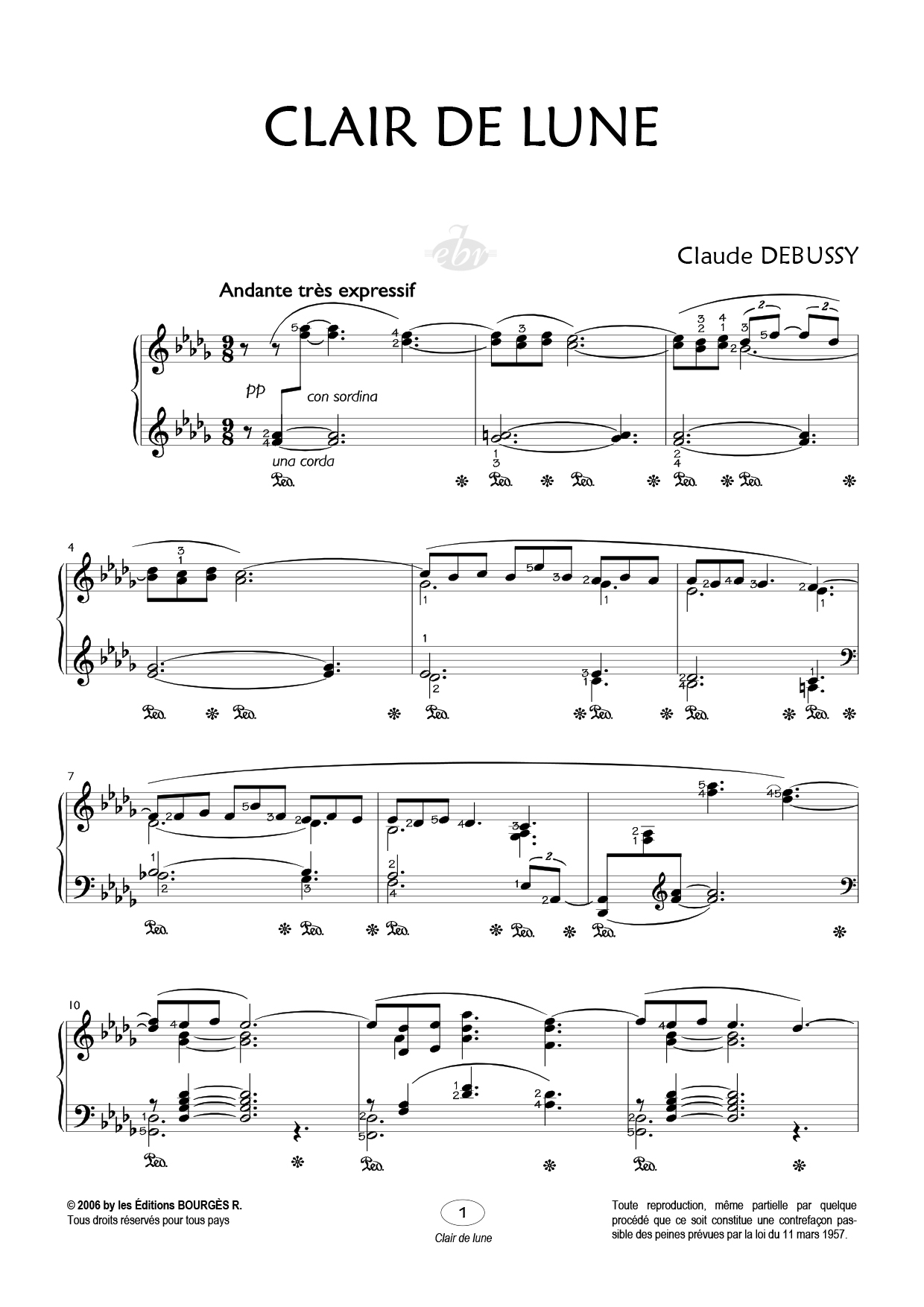 Partition piano Clair de Lune de Editions Bourgès R.