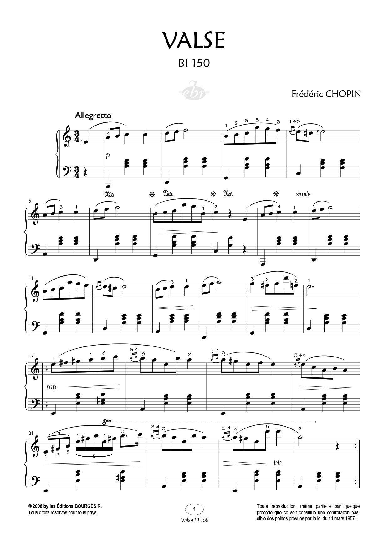 Valse Piano Sheet Music from Editions Bourgès R.