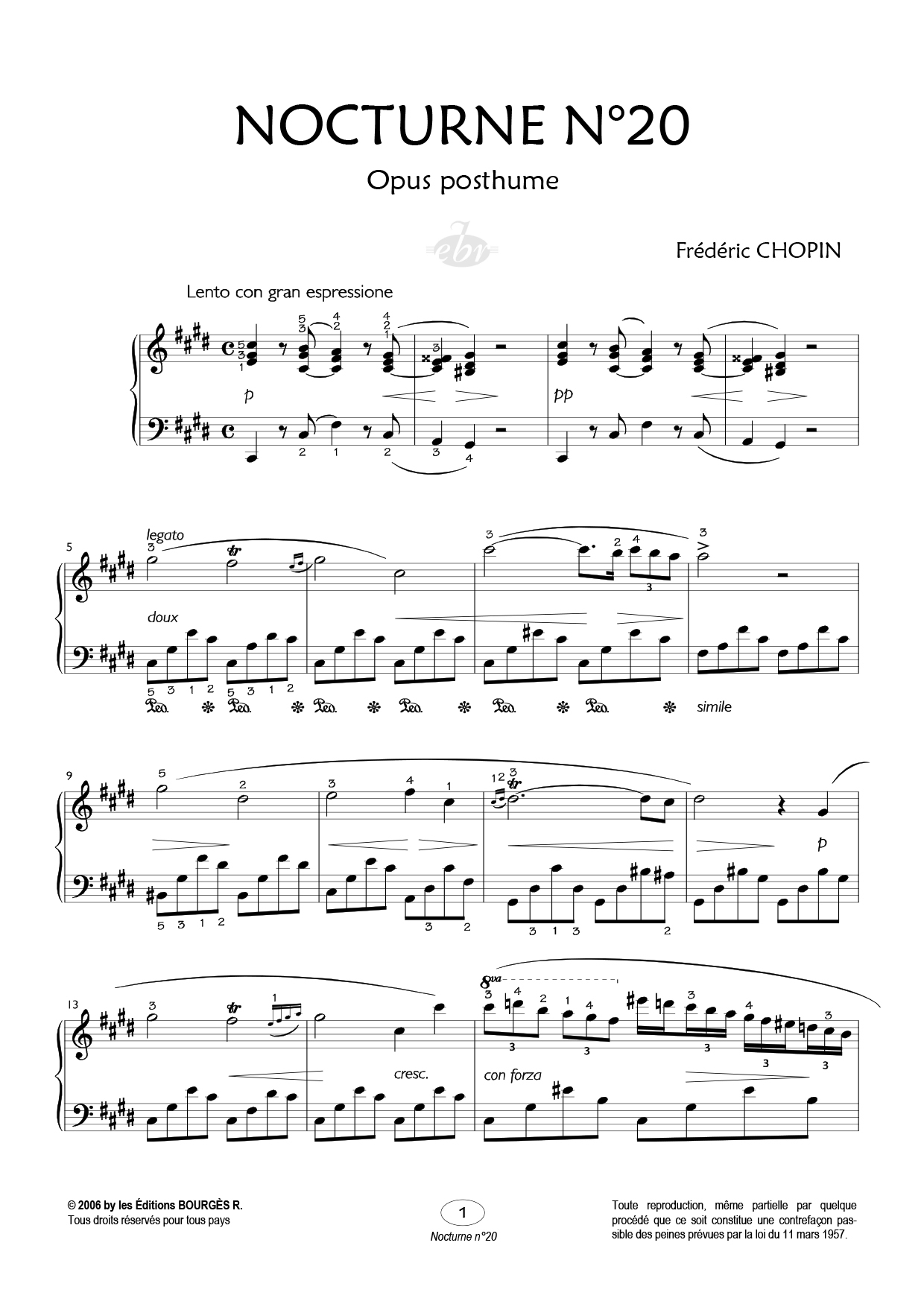 Nocturne N°20 Piano Sheet Music from Editions Bourgès R.