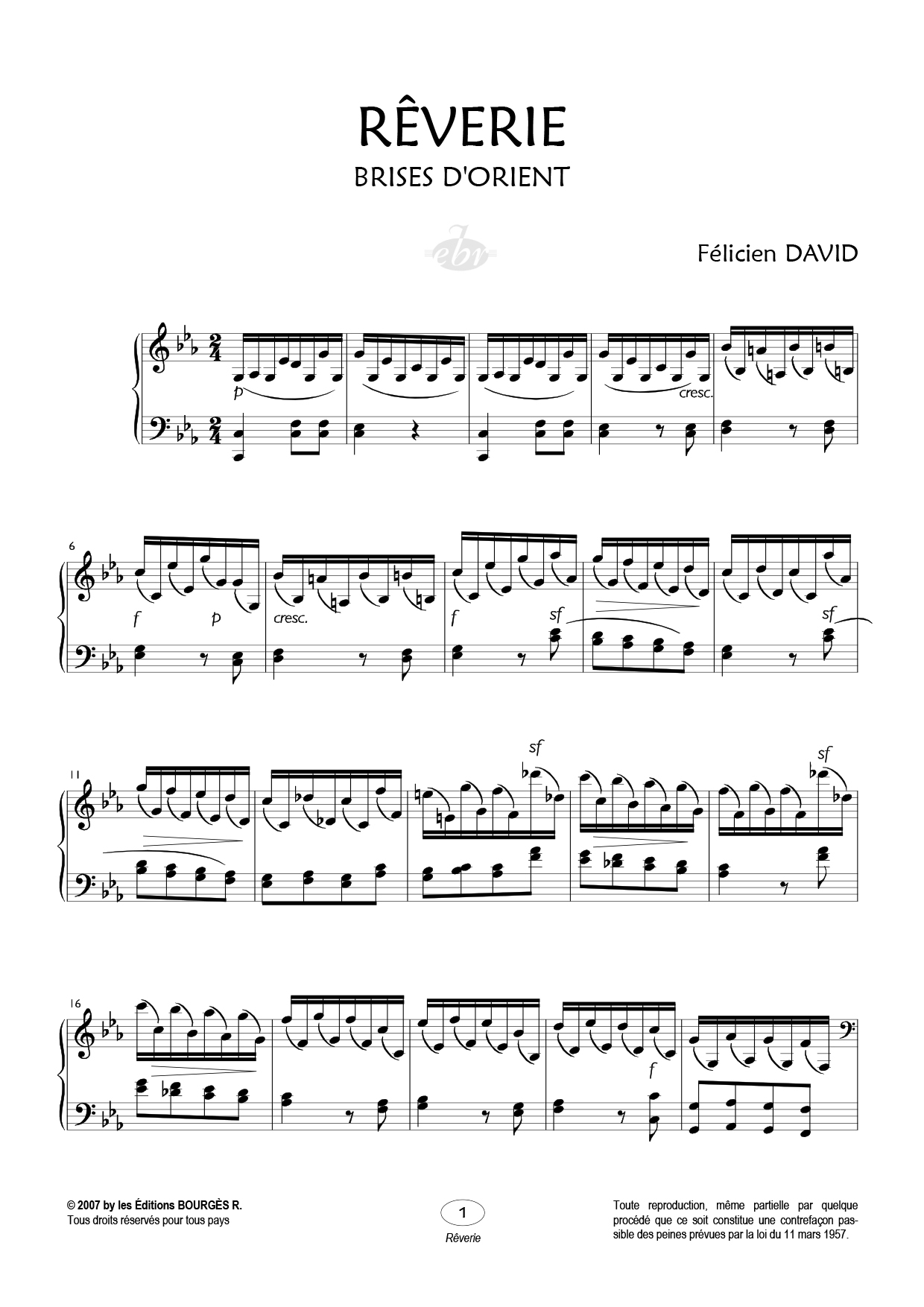 Partition piano Rêverie de Editions Bourgès R.