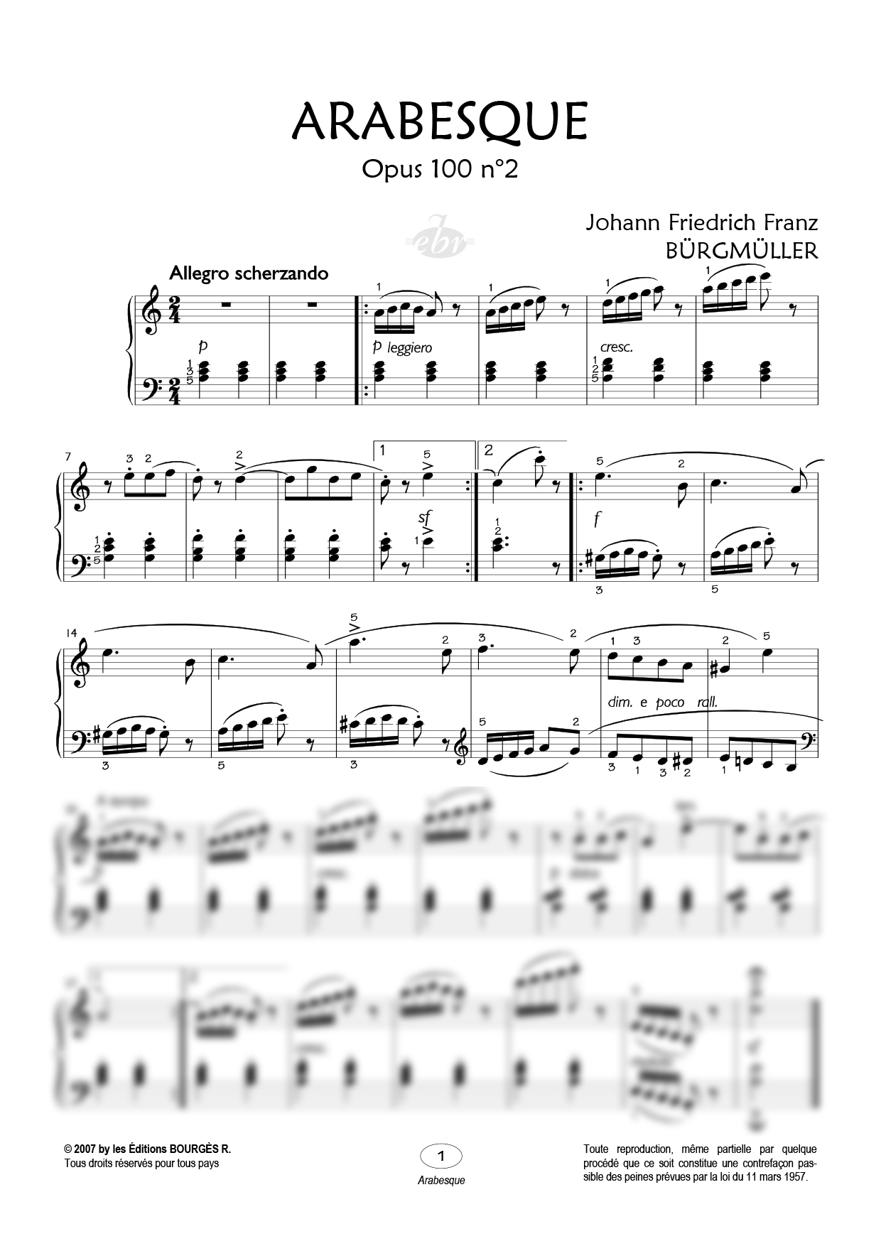 Partition piano 2 Etudes (OP 100) de Editions Bourgès R.