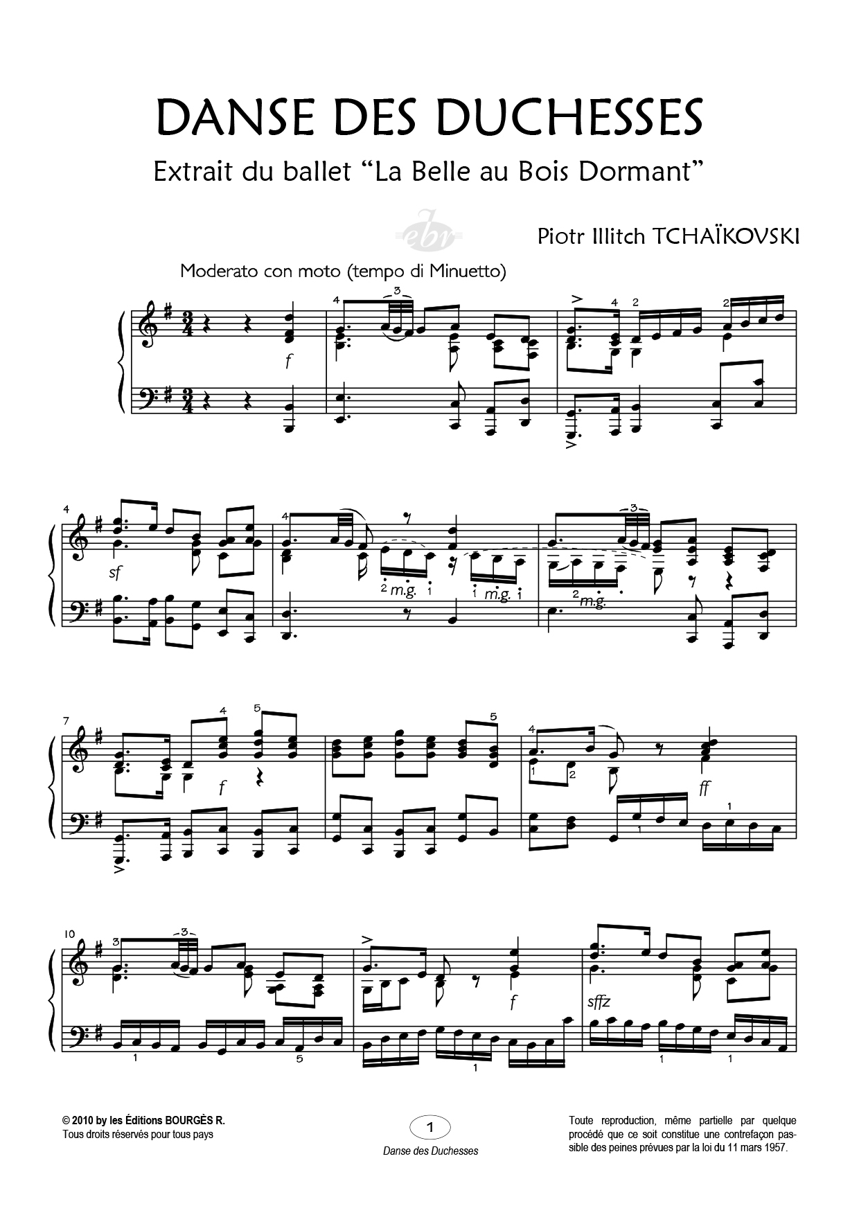 Partition piano 4 Extraits du ballet de Editions Bourgès R.