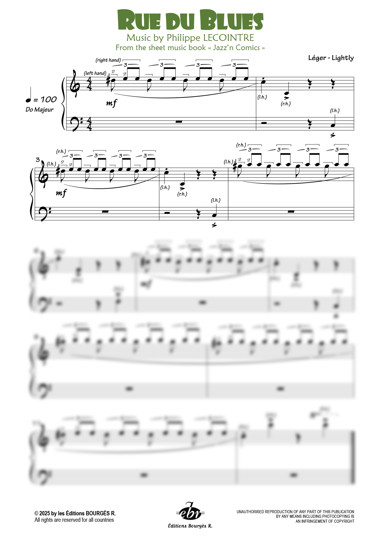 Partition piano Rue du blues de Editions Bourgès R.