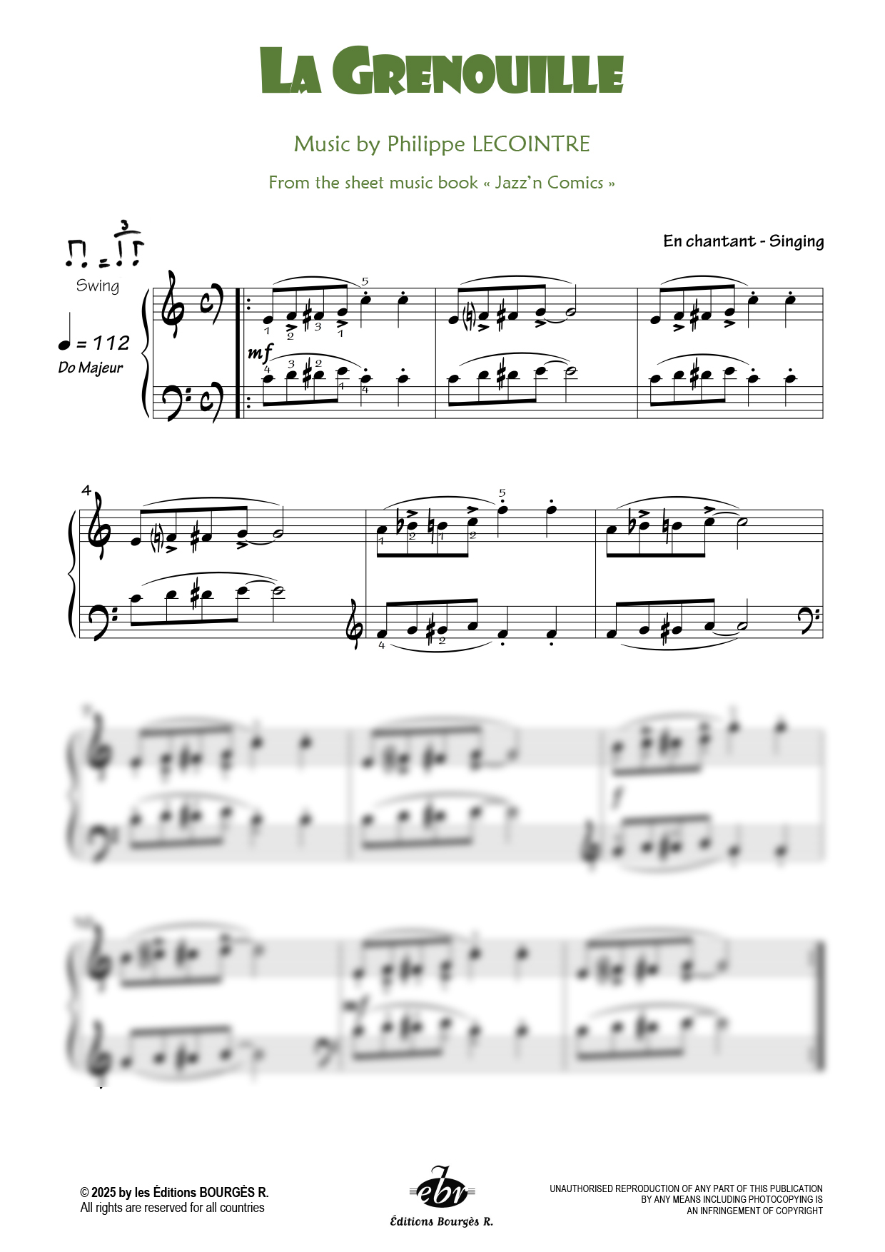 Partition piano La Grenouille de Editions Bourgès R.