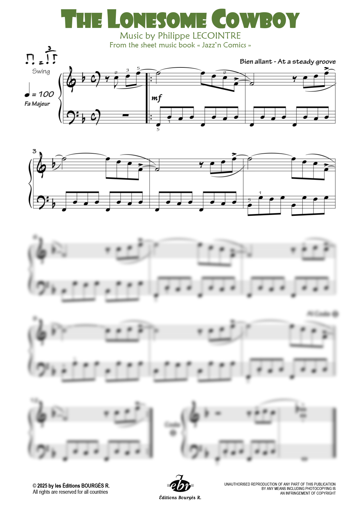 Partition piano The Lonesome Cowboy de Editions Bourgès R.