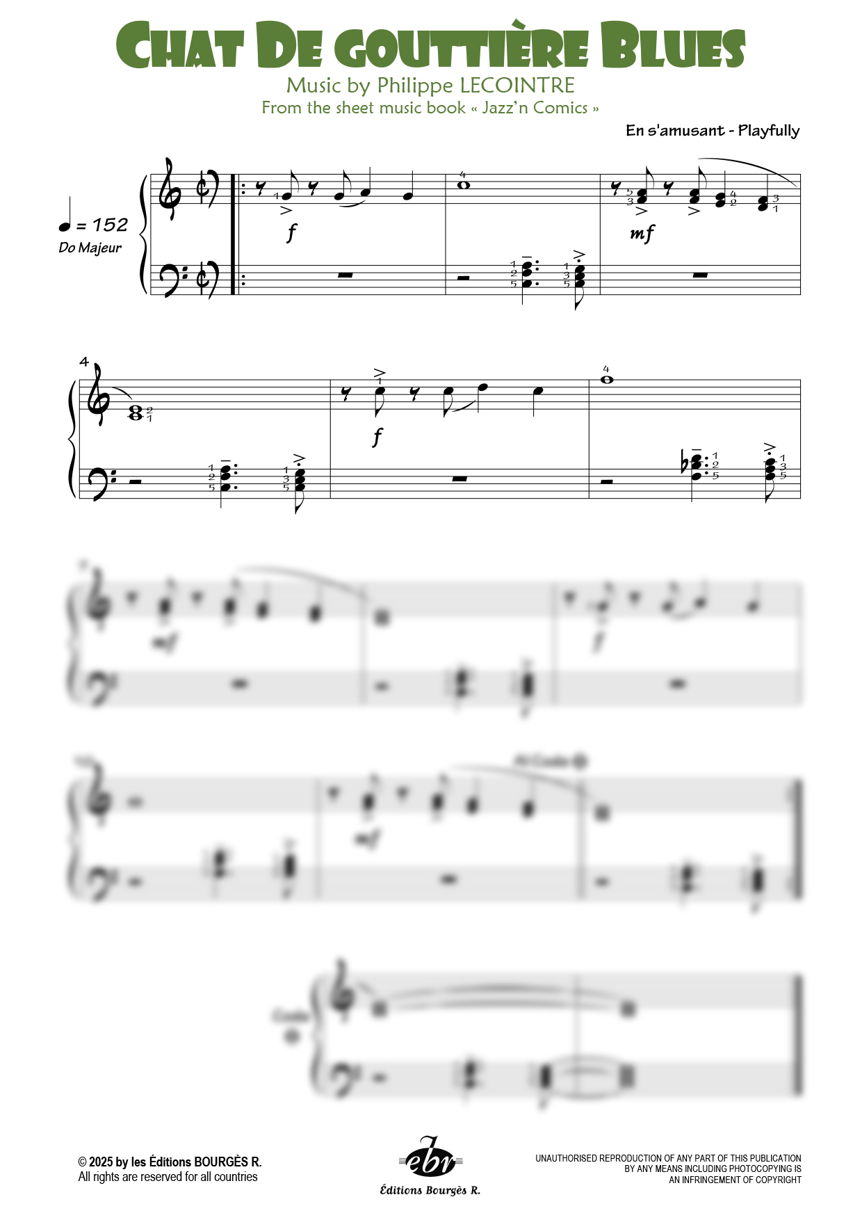 Partition piano Chat de gouttière blues de Editions Bourgès R.