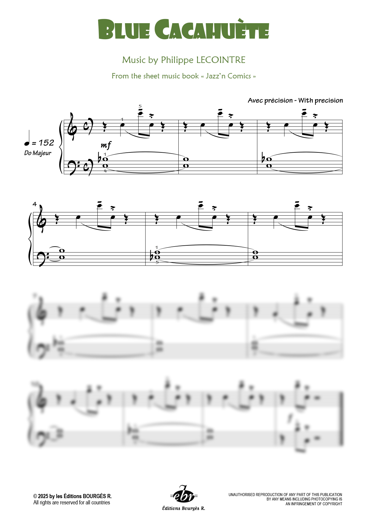Partition piano Blue Cacahuète de Editions Bourgès R.