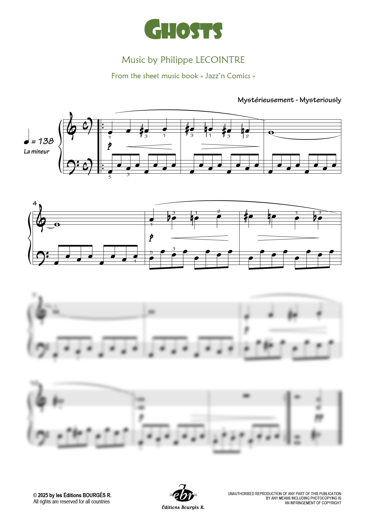 Partition piano Ghosts de Editions Bourgès R.