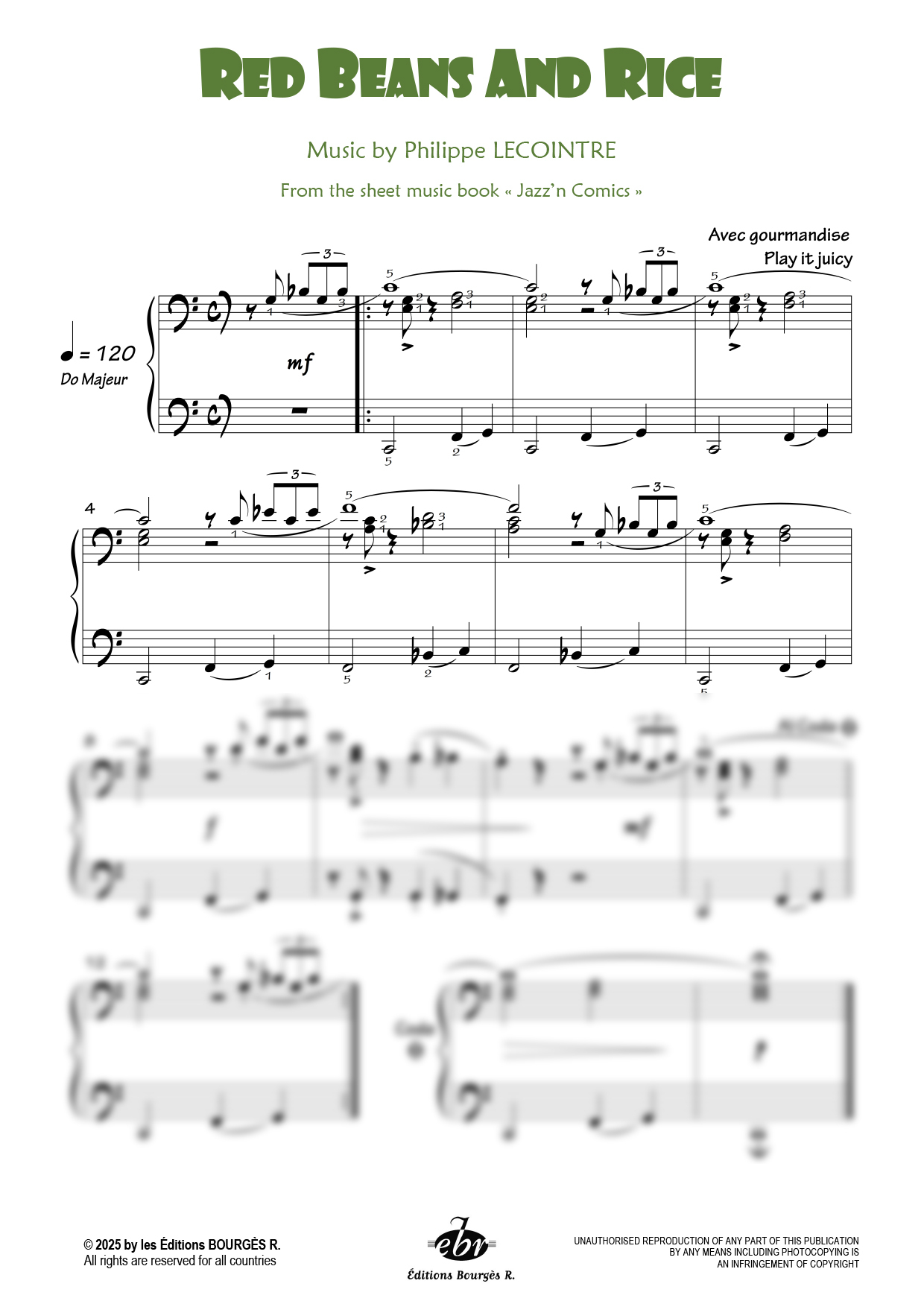 Partition piano Red Beans and Rice de Editions Bourgès R.