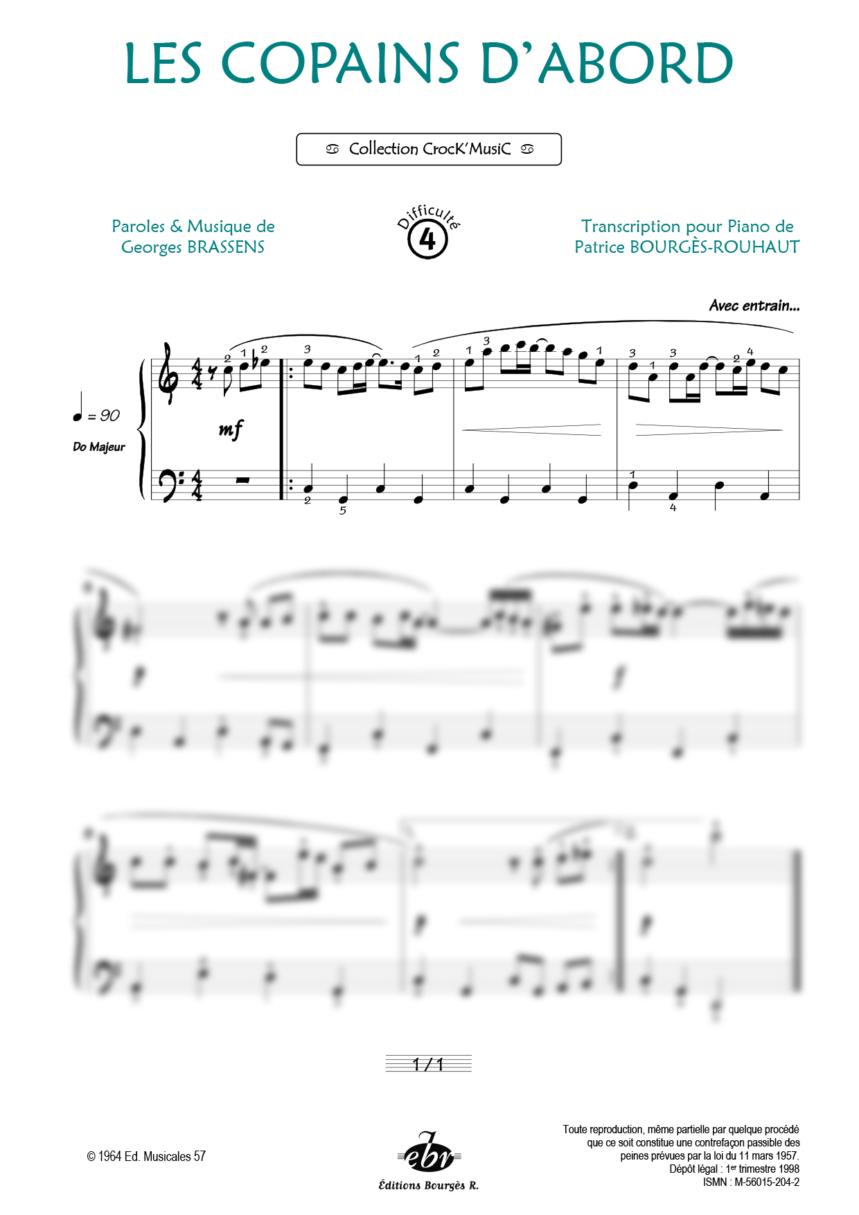 Partition piano Les copains d'abord de Editions Bourgès R.