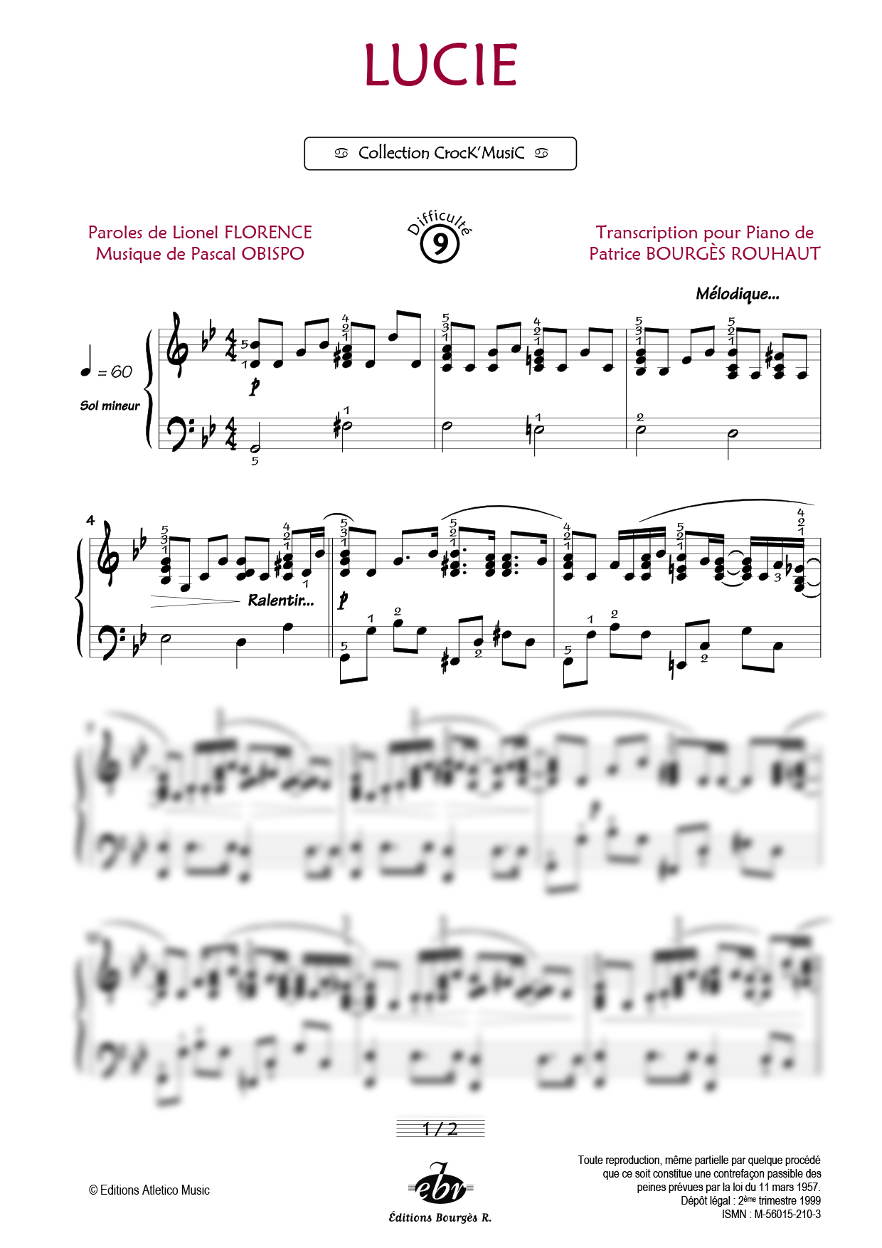 Partition piano Lucie de Editions Bourgès R.