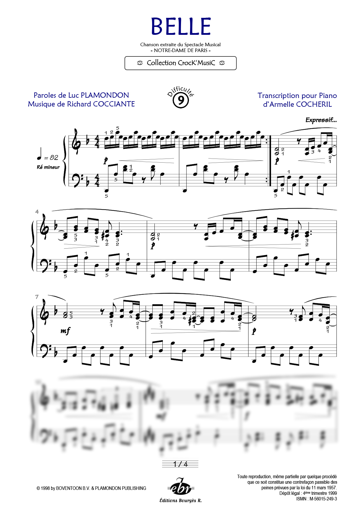 Partition piano Belle de Editions Bourgès R.