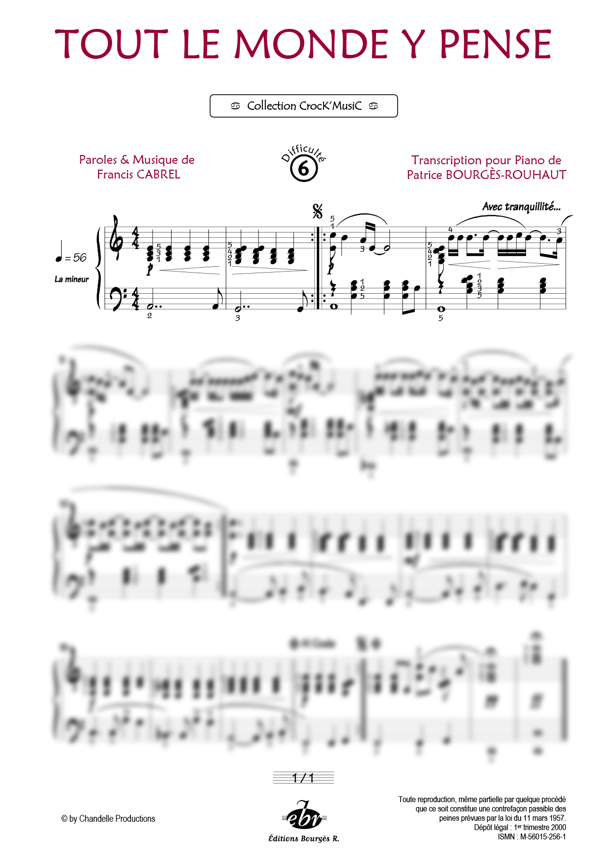 Partition piano Tout le monde y pense de Editions Bourgès R.