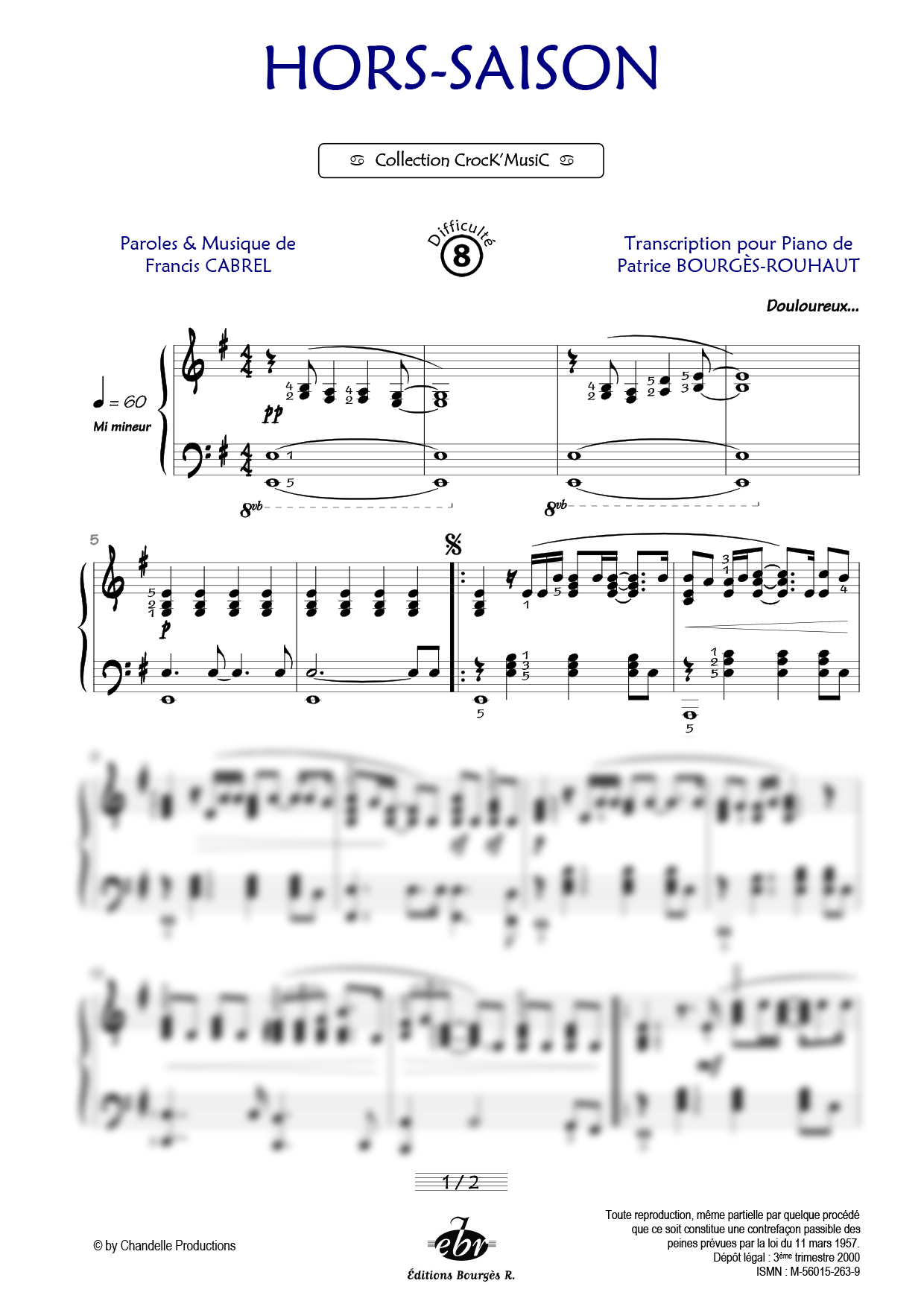 Partition piano Hors-Saison de Editions Bourgès R.