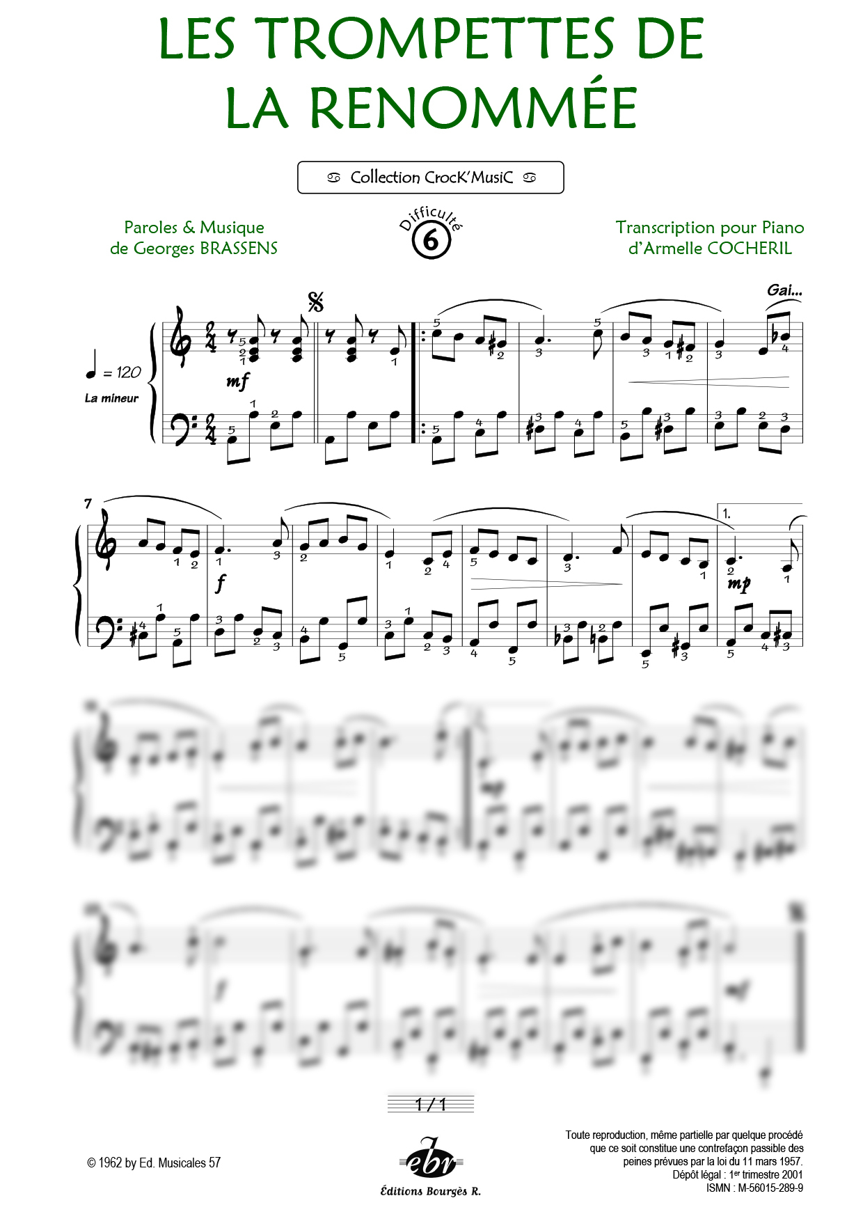 Partition piano Les trompettes de la renomée de Editions Bourgès R.
