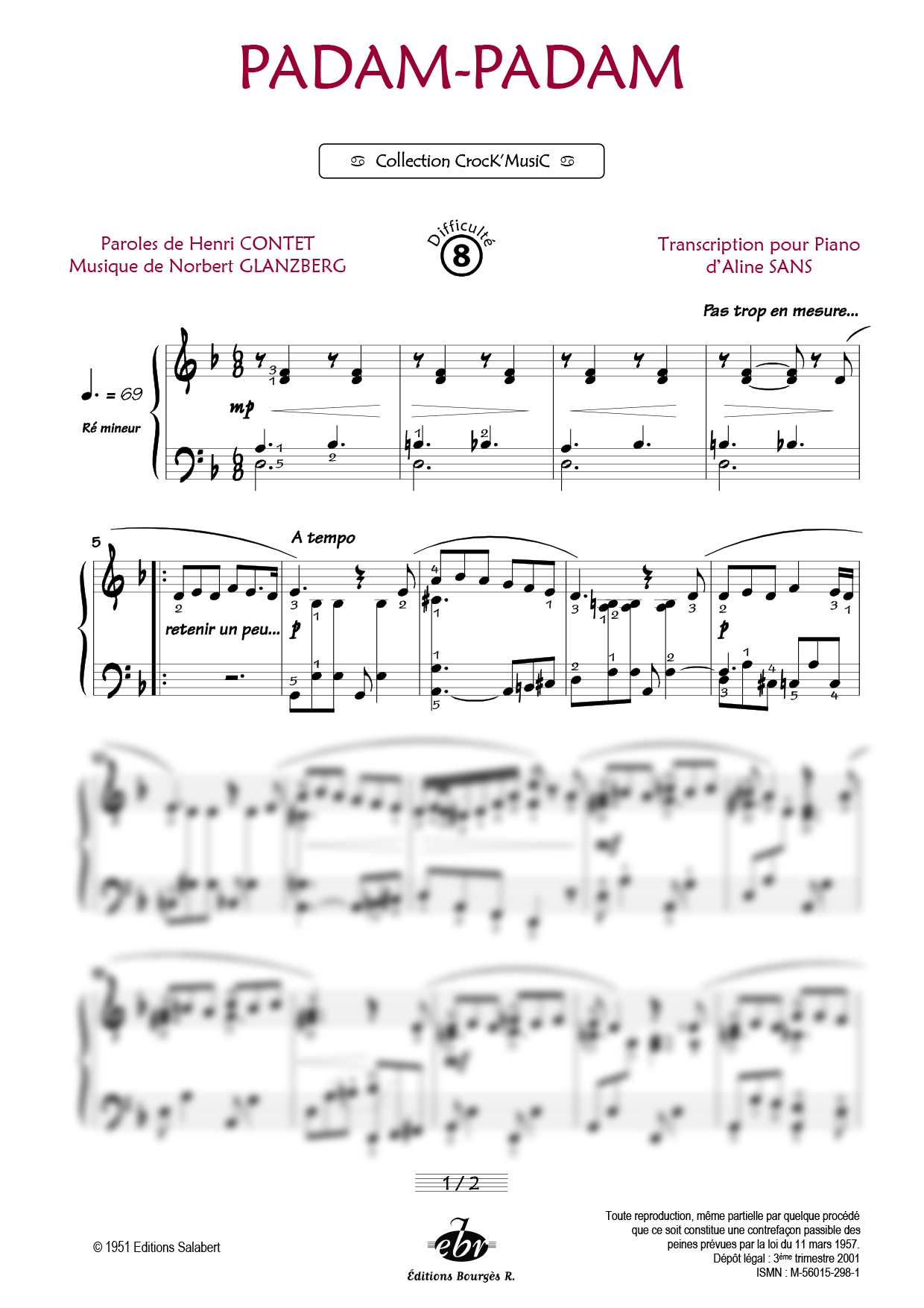 Partition piano Padam Padam de Editions Bourgès R.