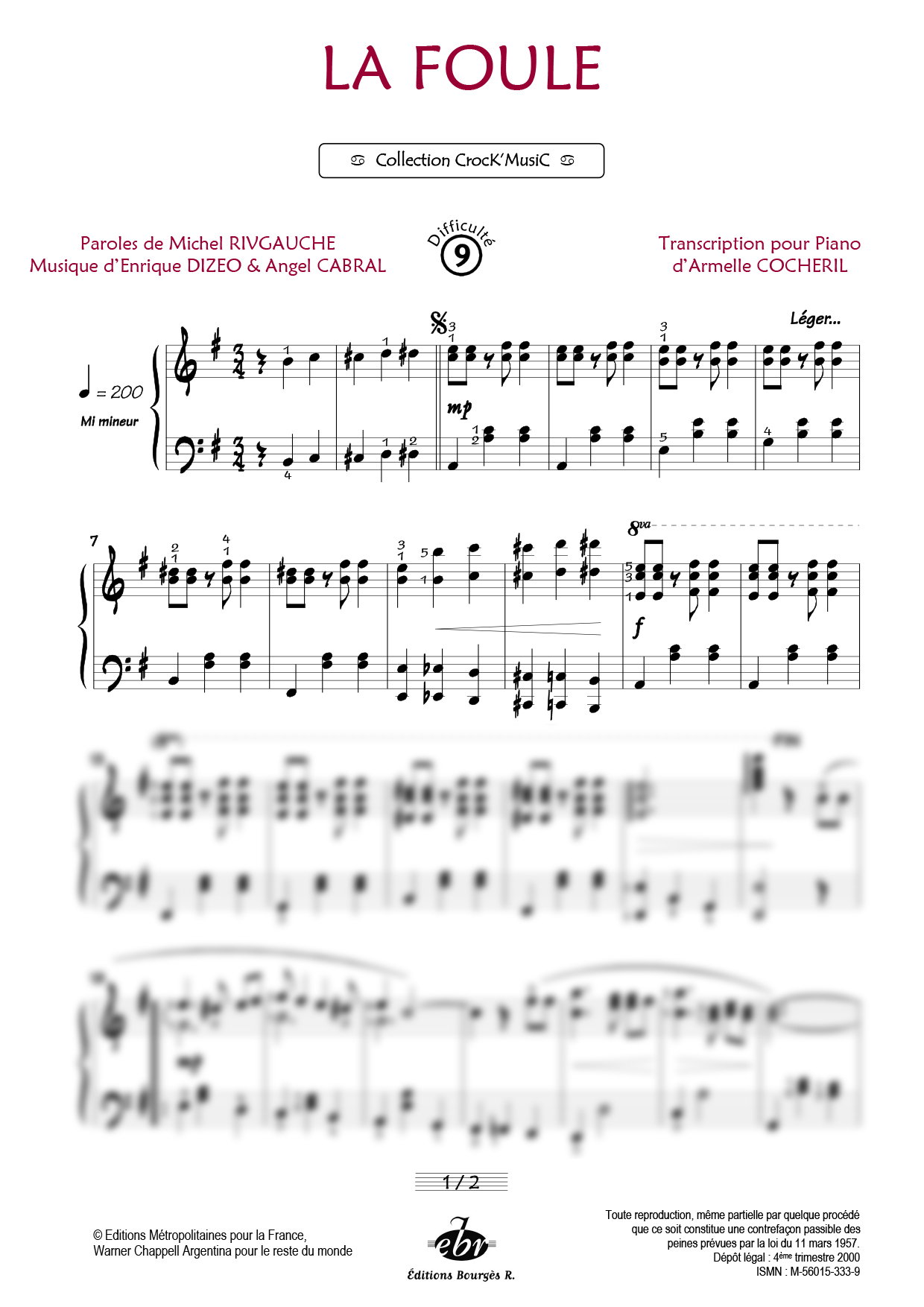 Partition piano La foule de Editions Bourgès R.