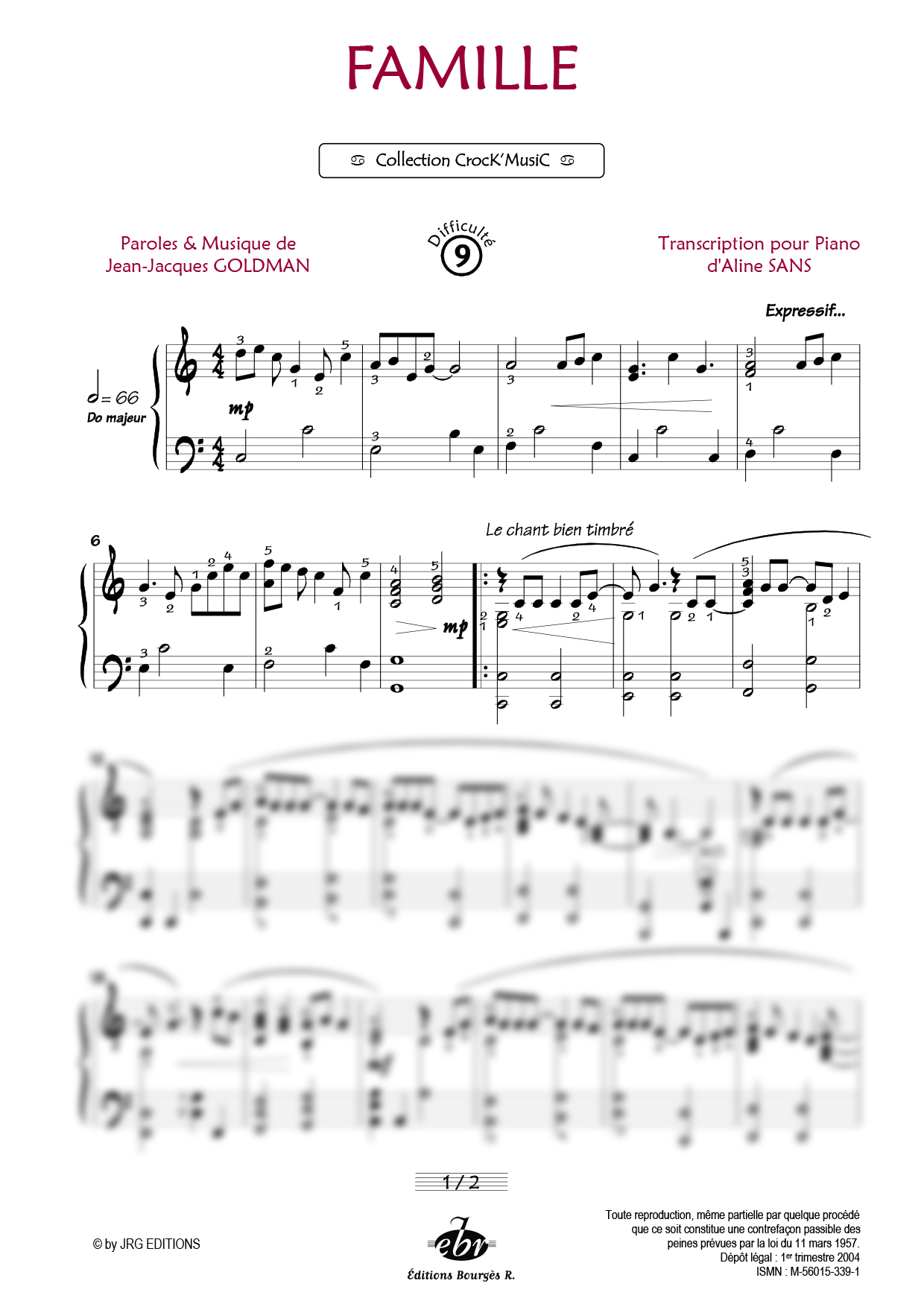 Partition piano Famille de Editions Bourgès R.