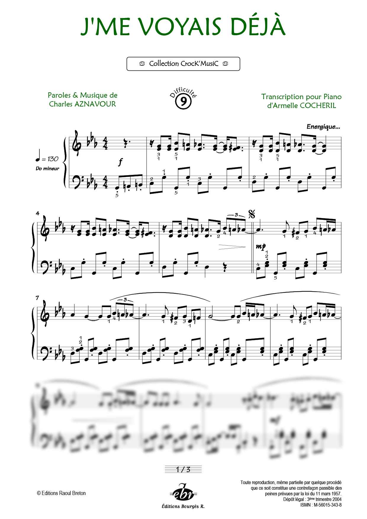 Partition piano J'me voyais déjà de Editions Bourgès R.