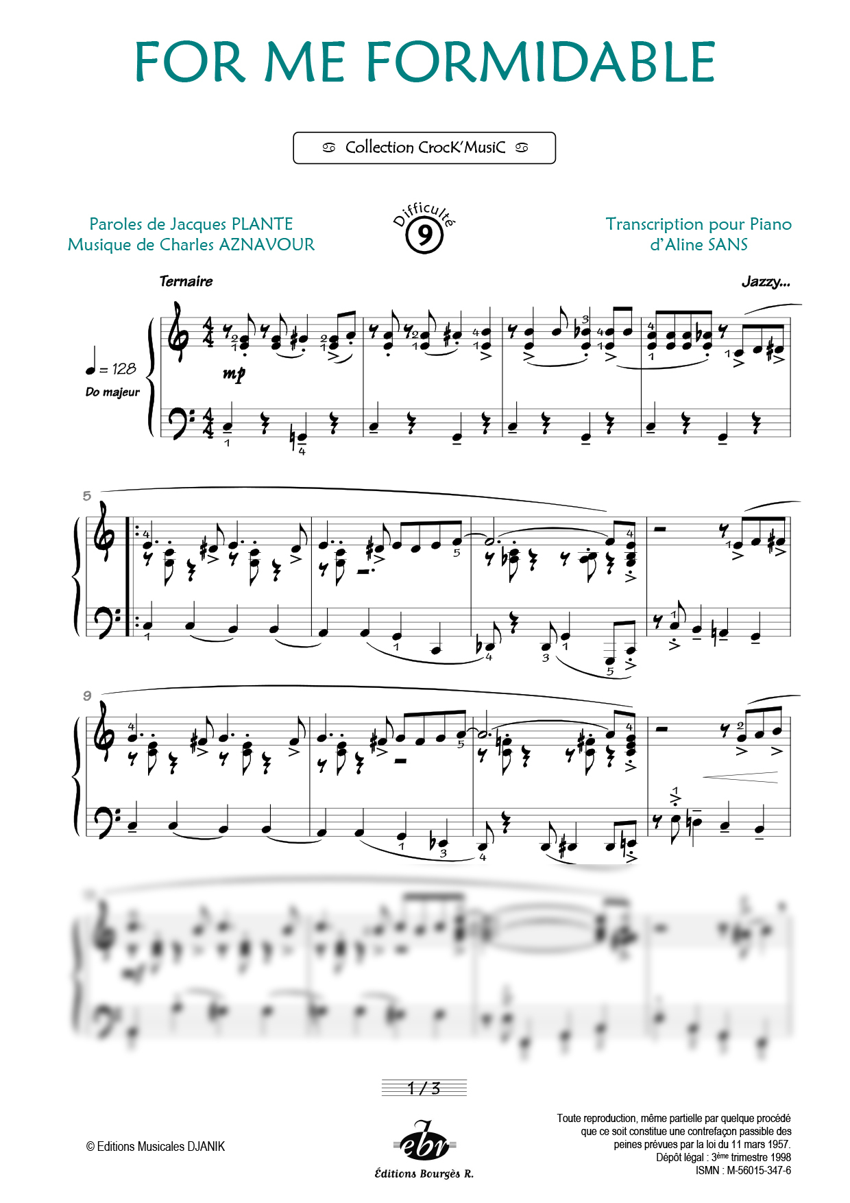 Partition piano For me formidable de Editions Bourgès R.