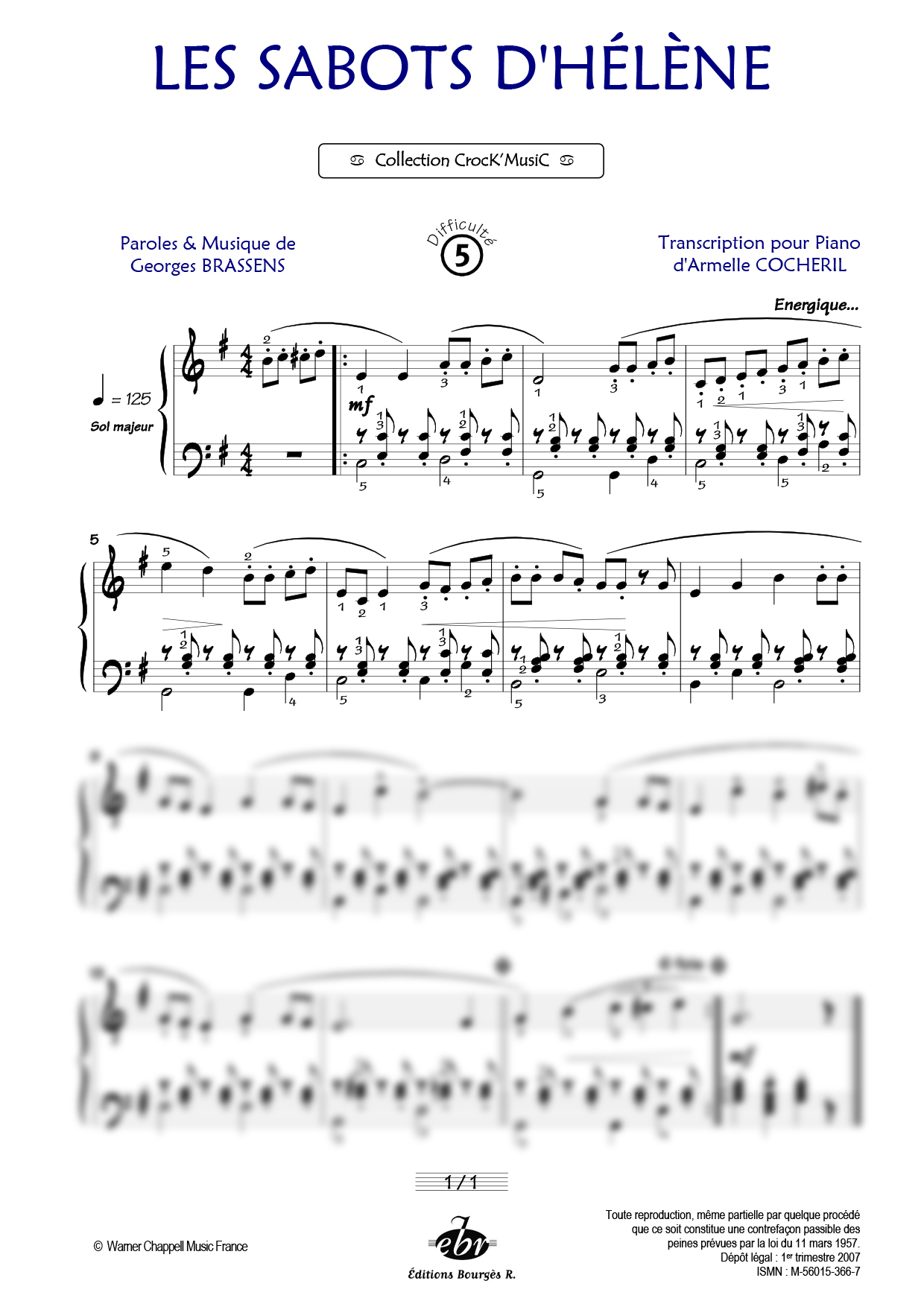 Partition piano Les sabots d'Hélène de Editions Bourgès R.