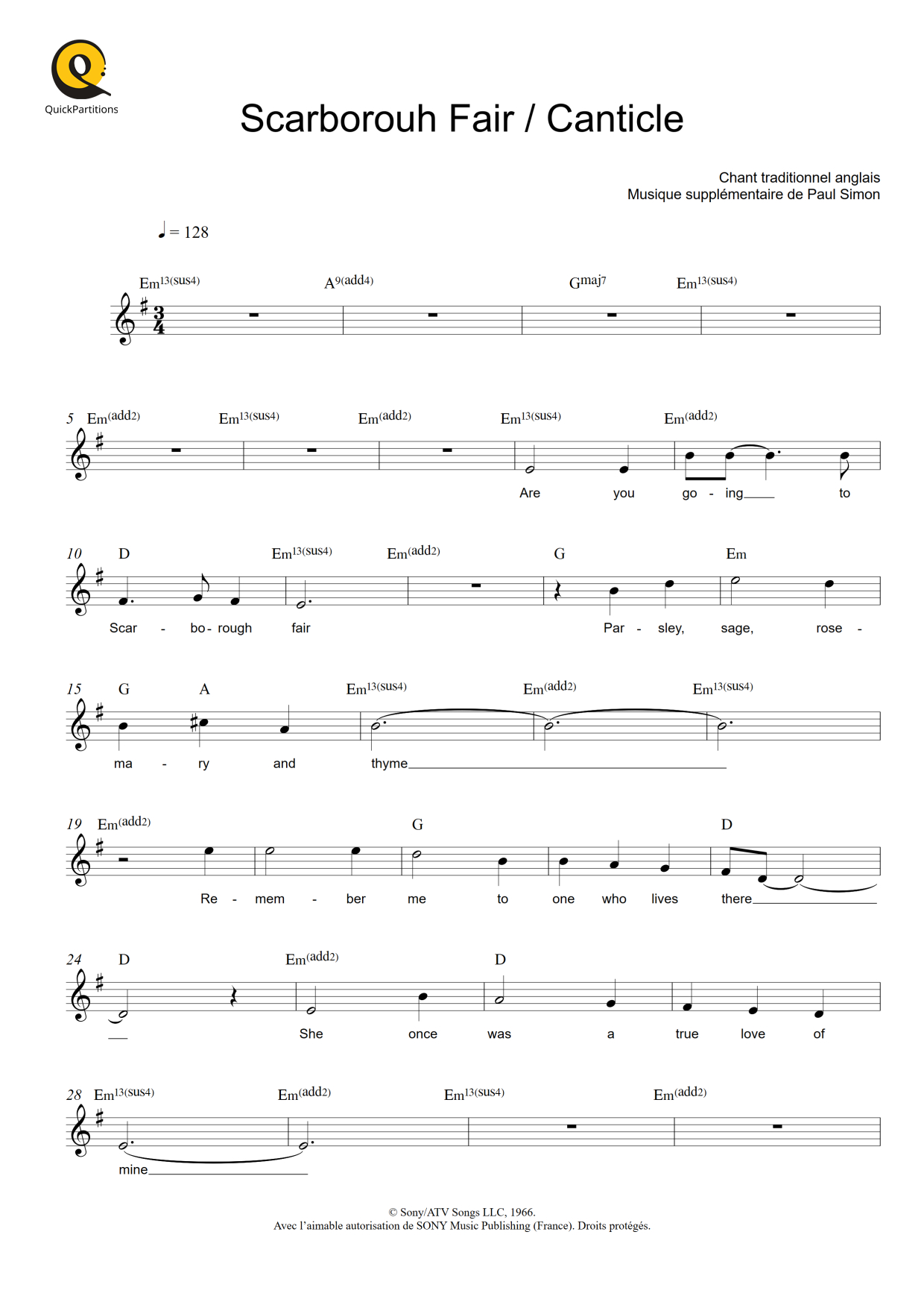 Partition Instruments Solistes Scarborough Fair / Canticle de Simon and ...