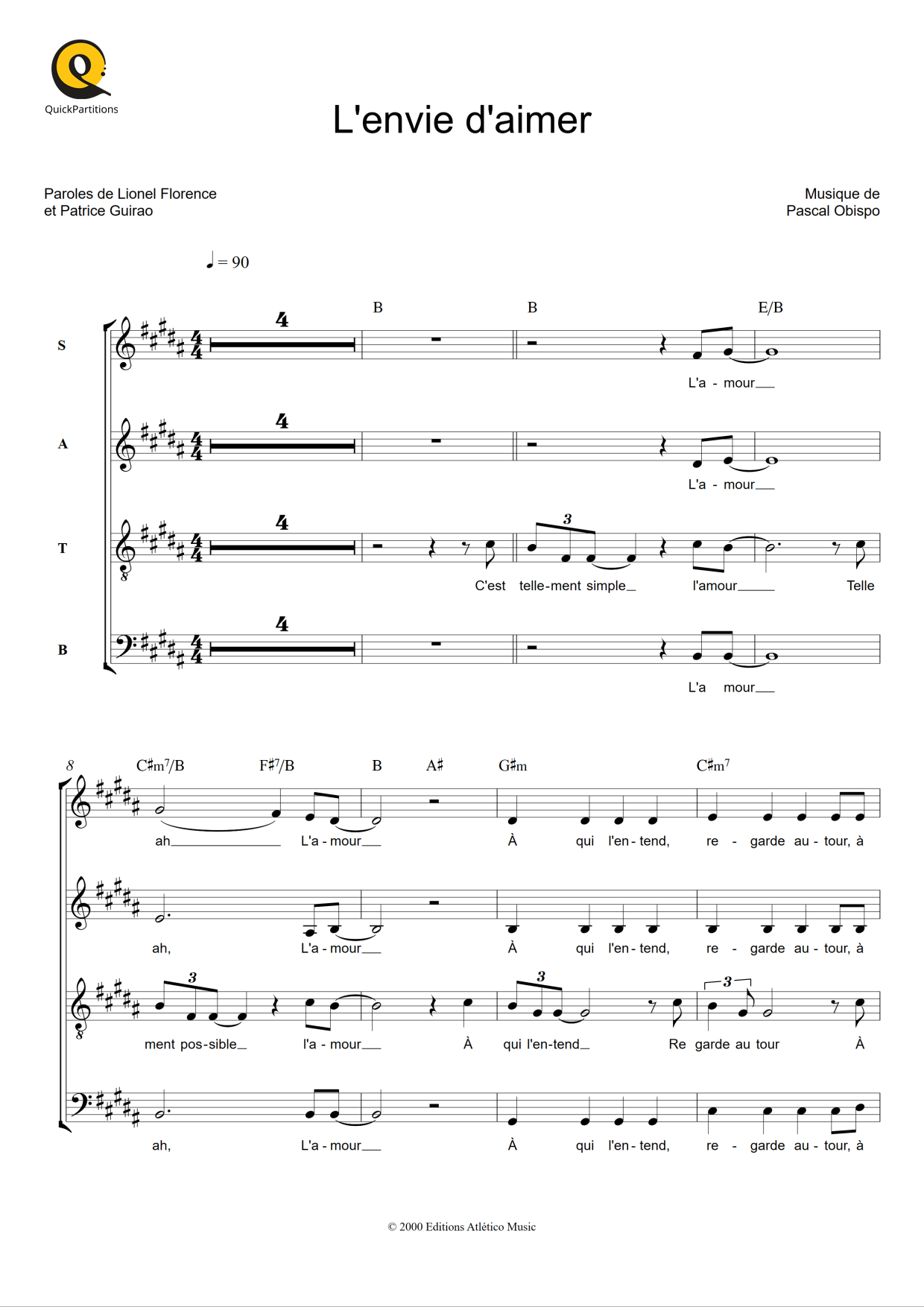 L envie D aimer Partition Chorale SATB Des Dix Commandements 