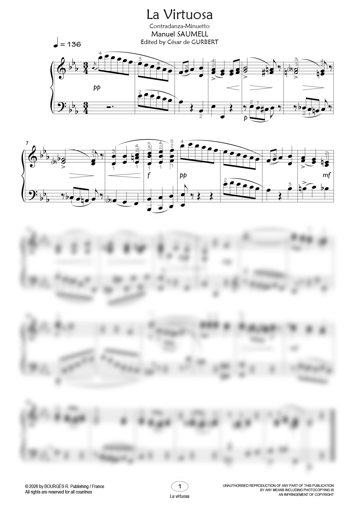 Partition piano La virtuosa de César de Gurbert