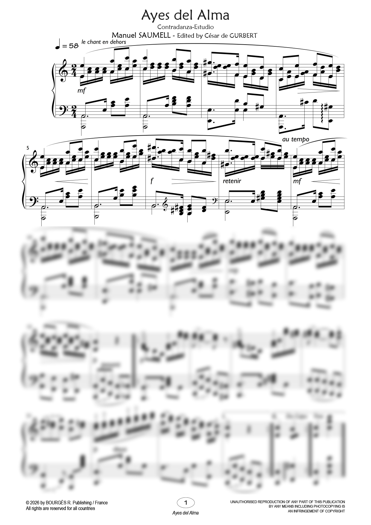 Ayes del alma Piano Sheet Music from César de Gurbert