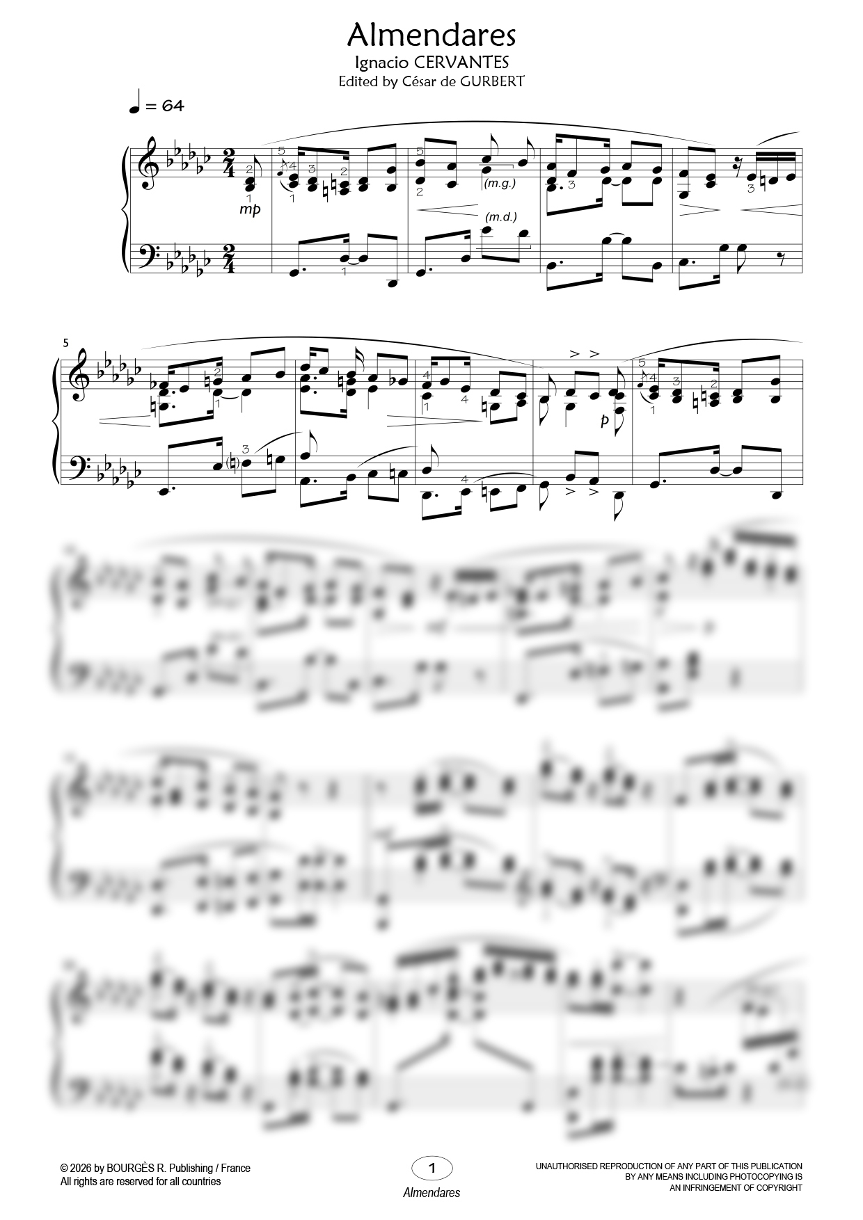 Partition piano Alemendares de César de Gurbert