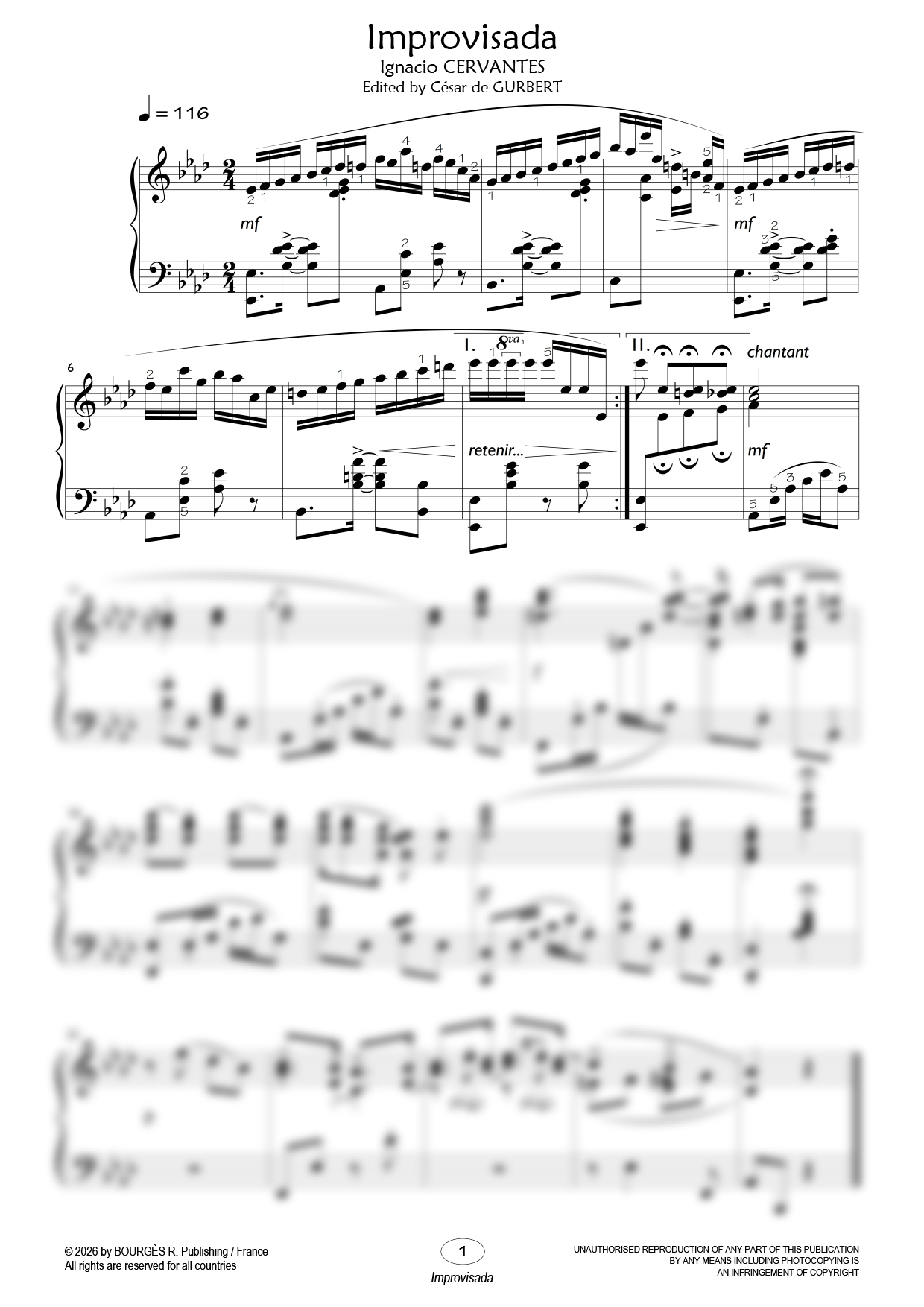 Improvisada Piano Sheet Music from César de Gurbert