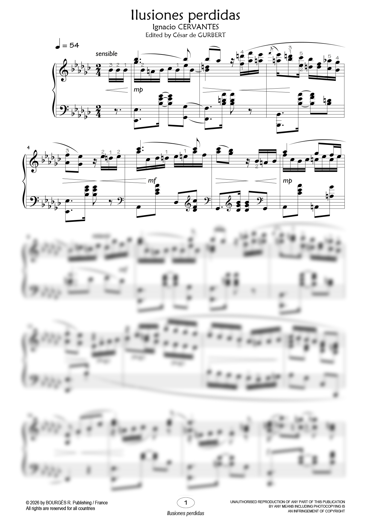 Partition piano Ilusiones perdidas de César de Gurbert