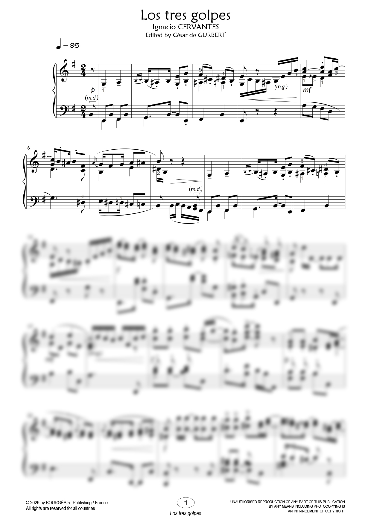 Los tres golpes Piano Sheet Music from César de Gurbert